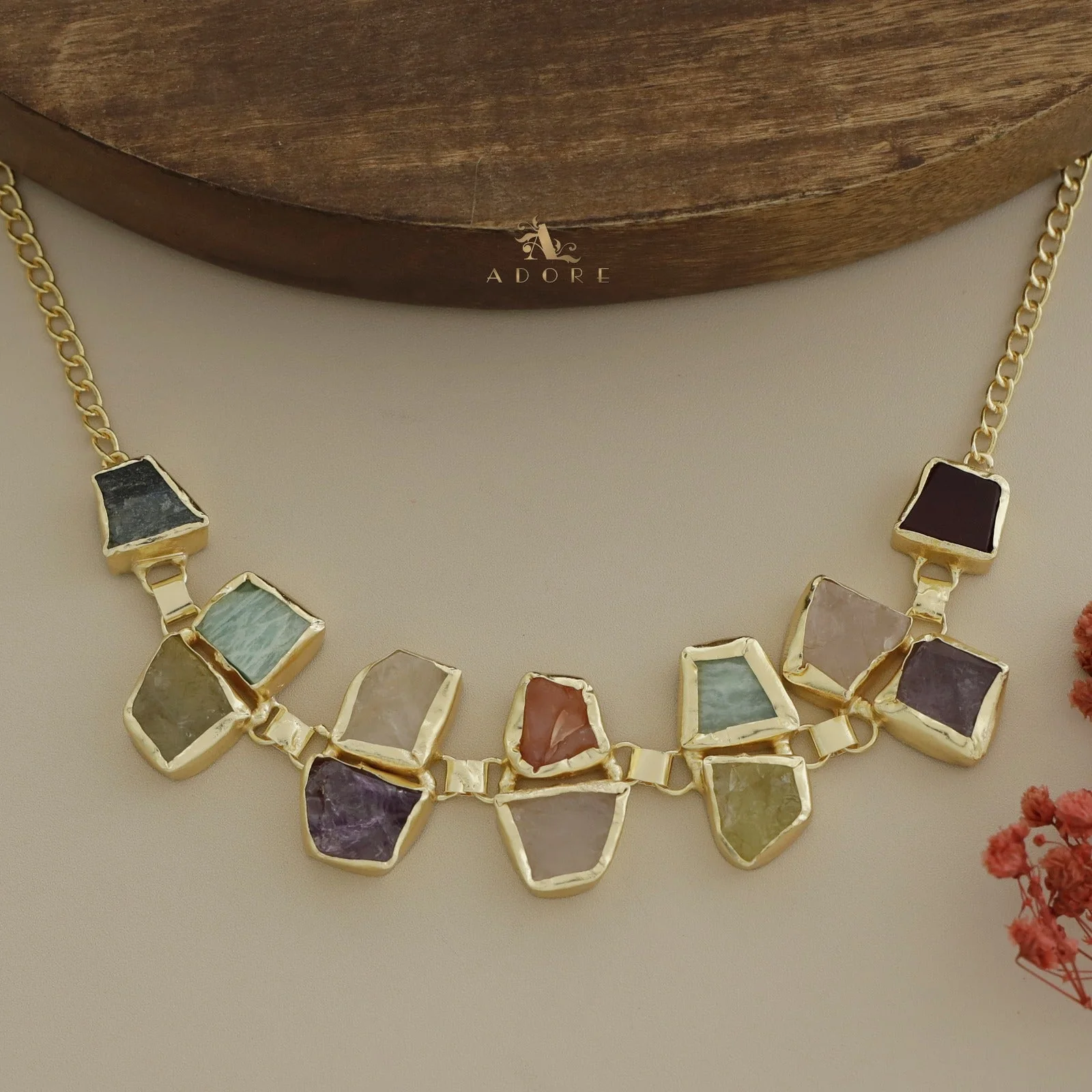Nehara Twin Raw Stone Short Neckpiece / Choker - Image 3