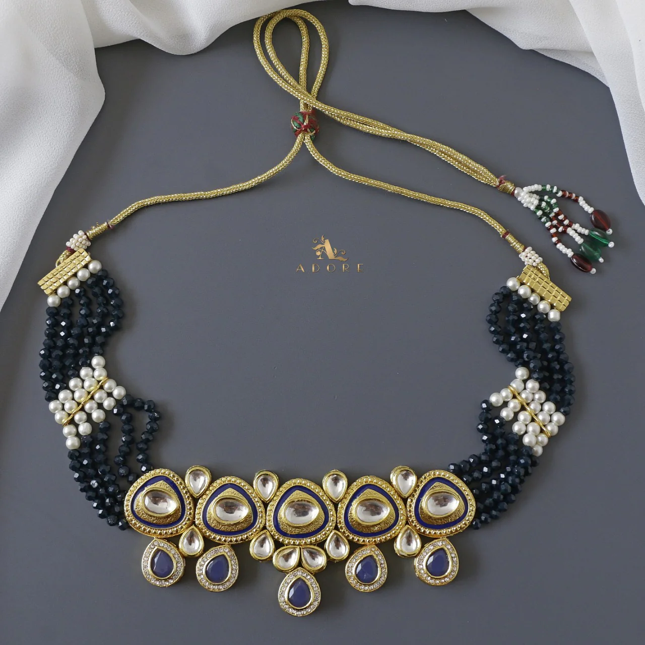 Neima Onyx Kundan Choker With Earring - Image 4