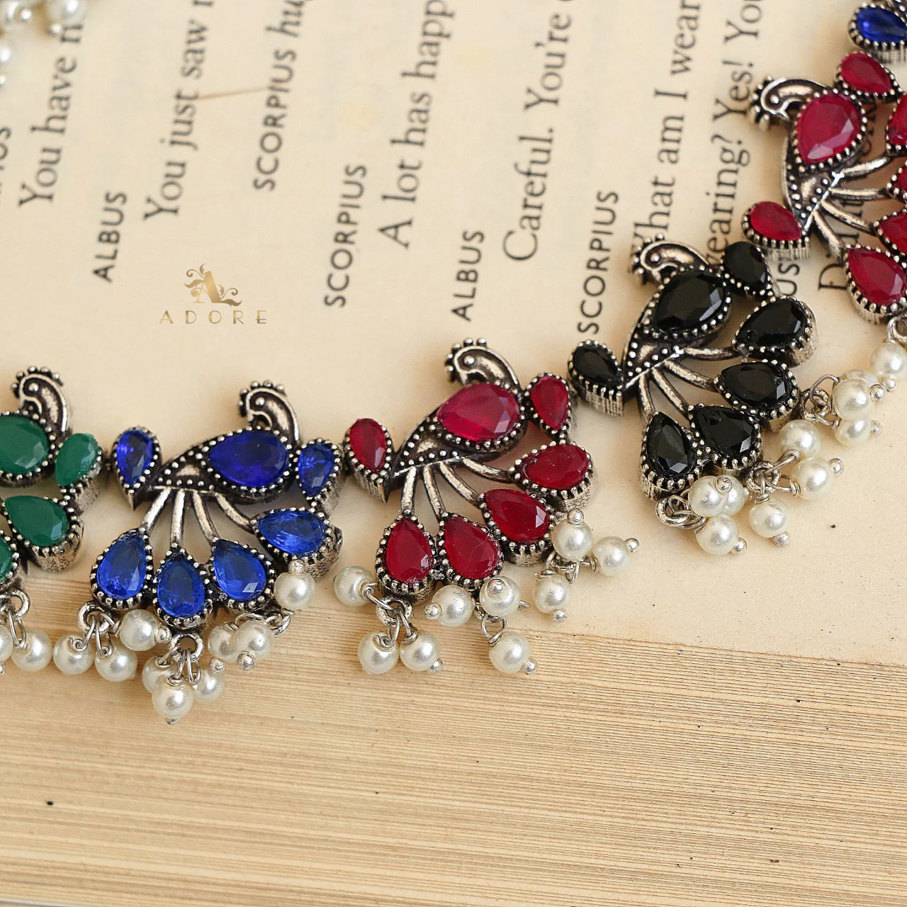 Nemali Peacock Neckpiece With Earring (Colour Option) - Image 3