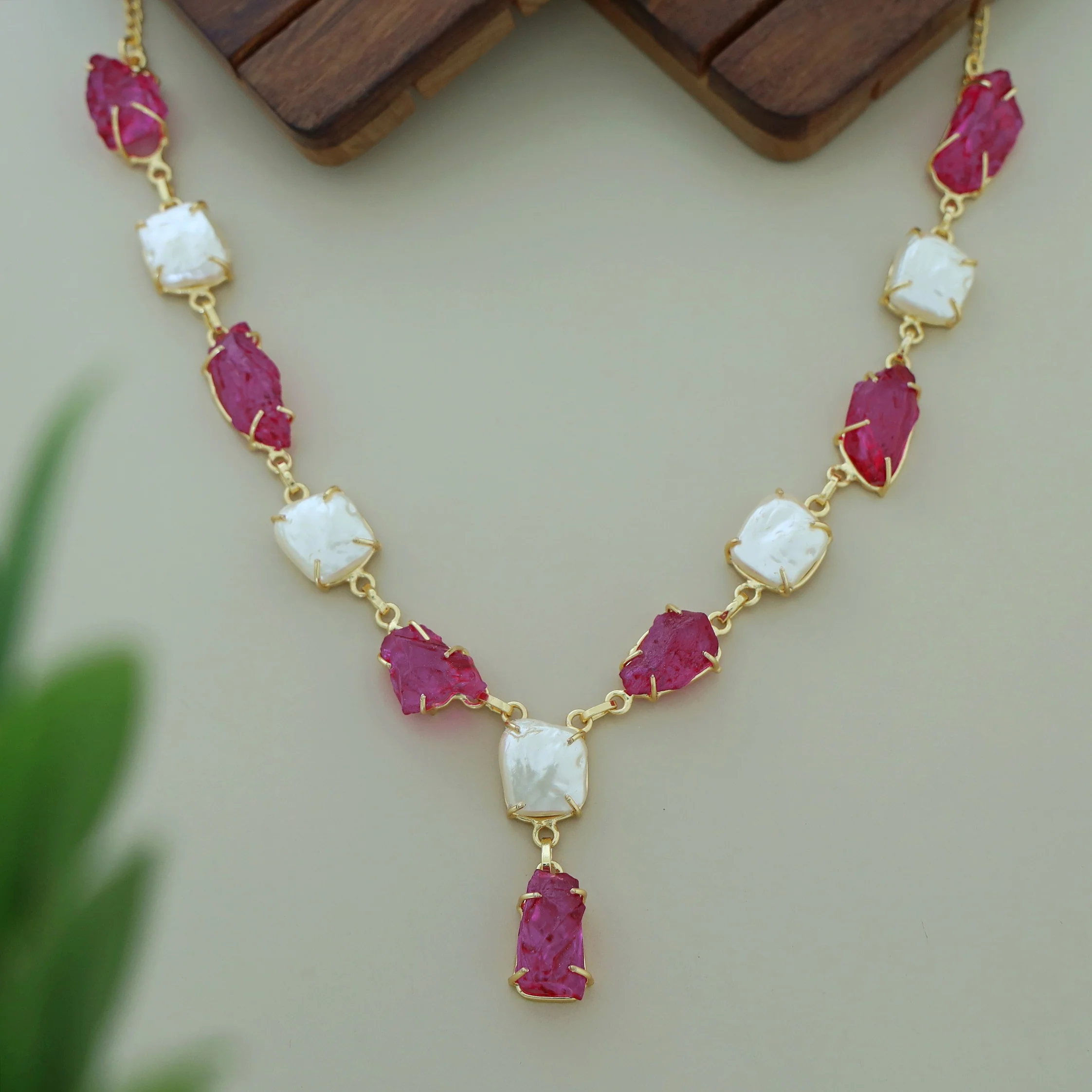 Nessa Claw Baroque + Dyed + Raw Stone Neckpiece - Image 2