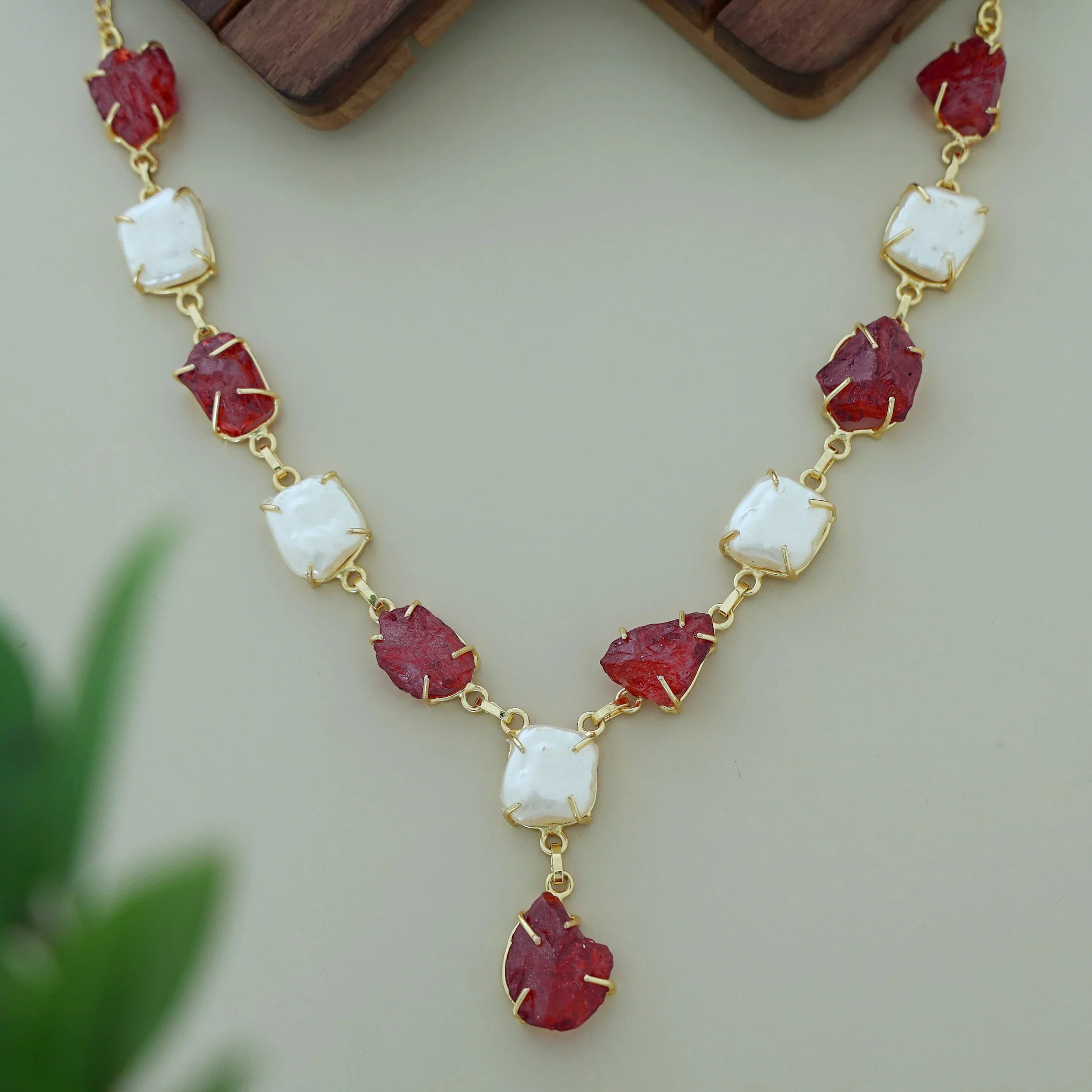 Nessa Claw Baroque + Dyed + Raw Stone Neckpiece - Image 3