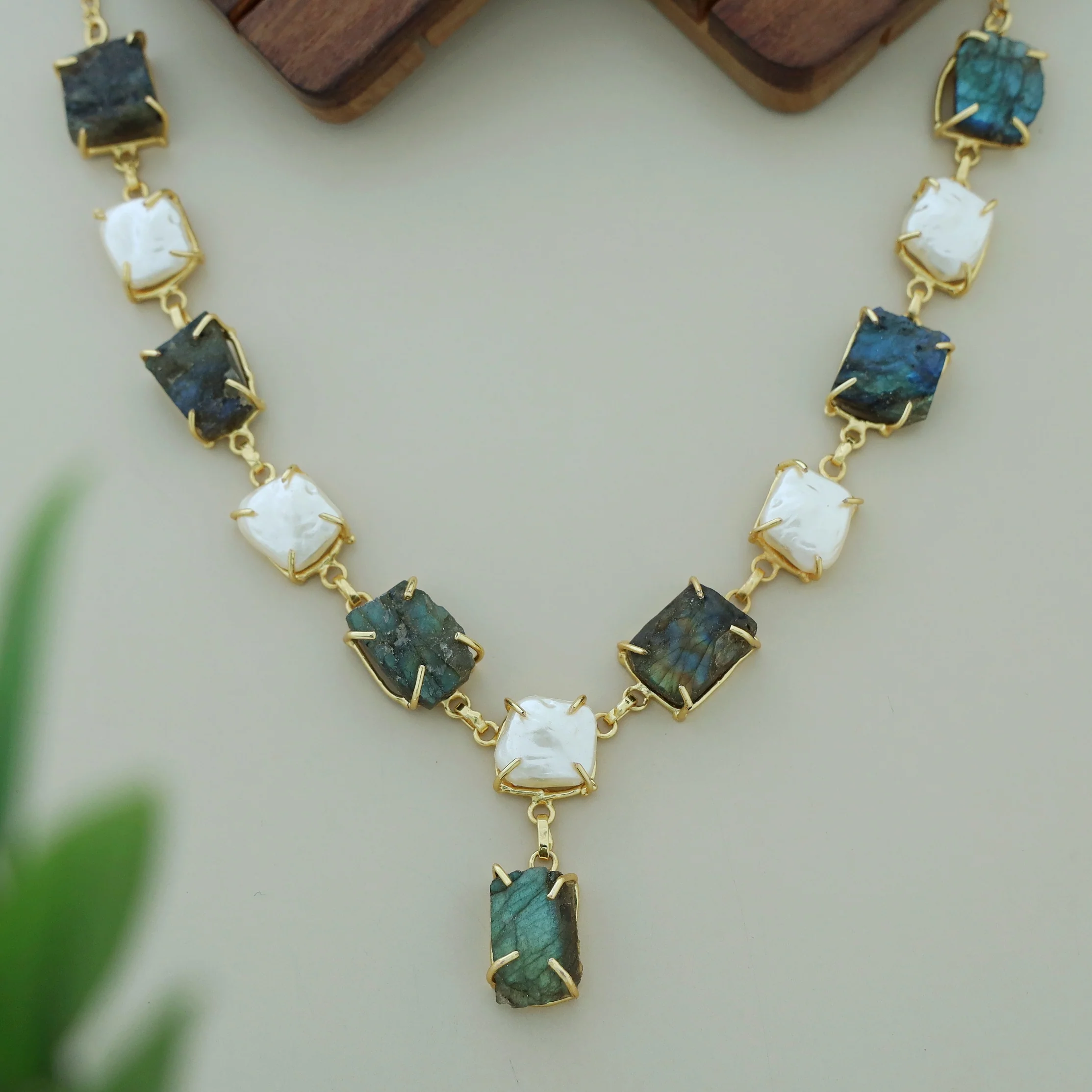 Nessa Claw Baroque + Dyed + Raw Stone Neckpiece - Image 7