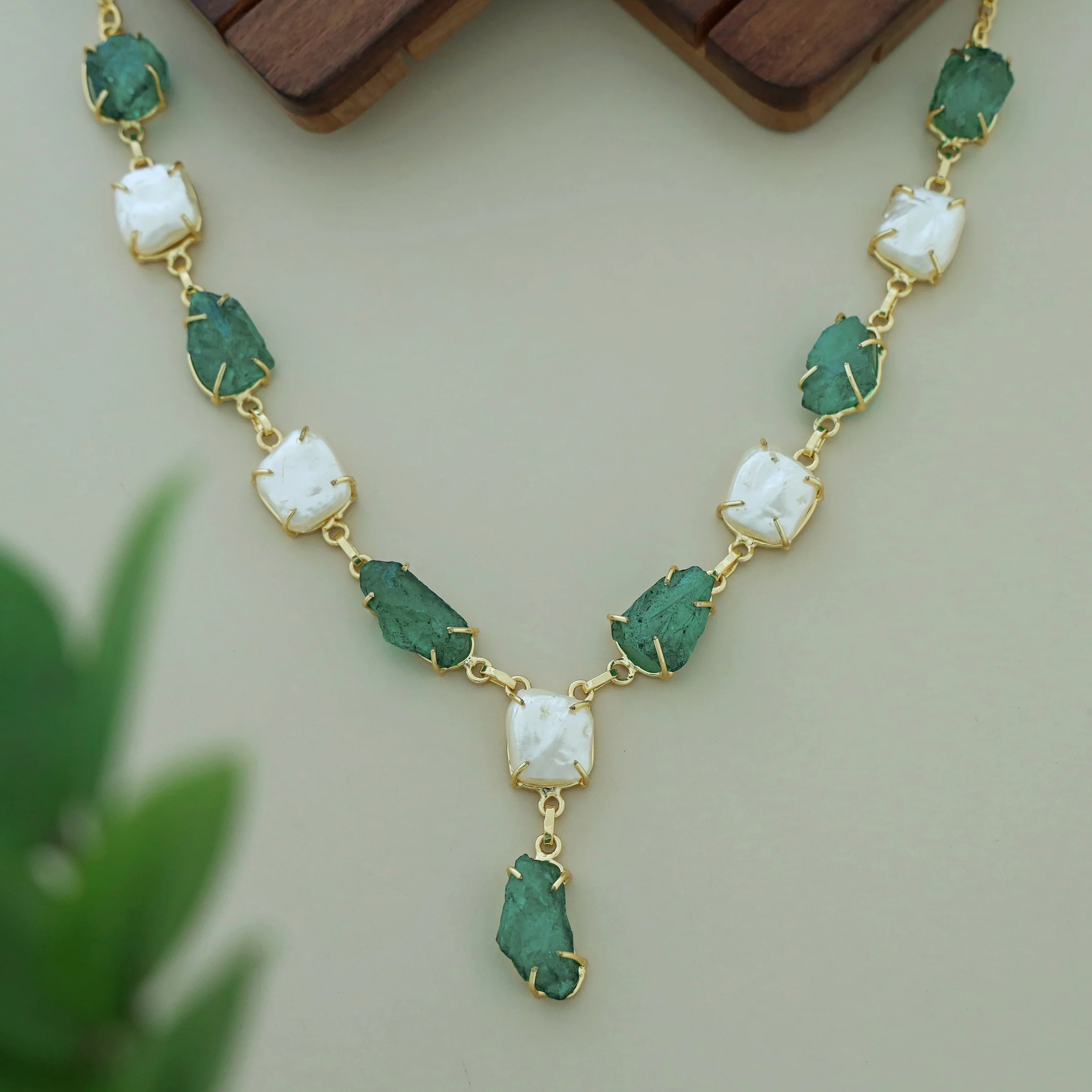 Nessa Claw Baroque + Dyed + Raw Stone Neckpiece - Image 9