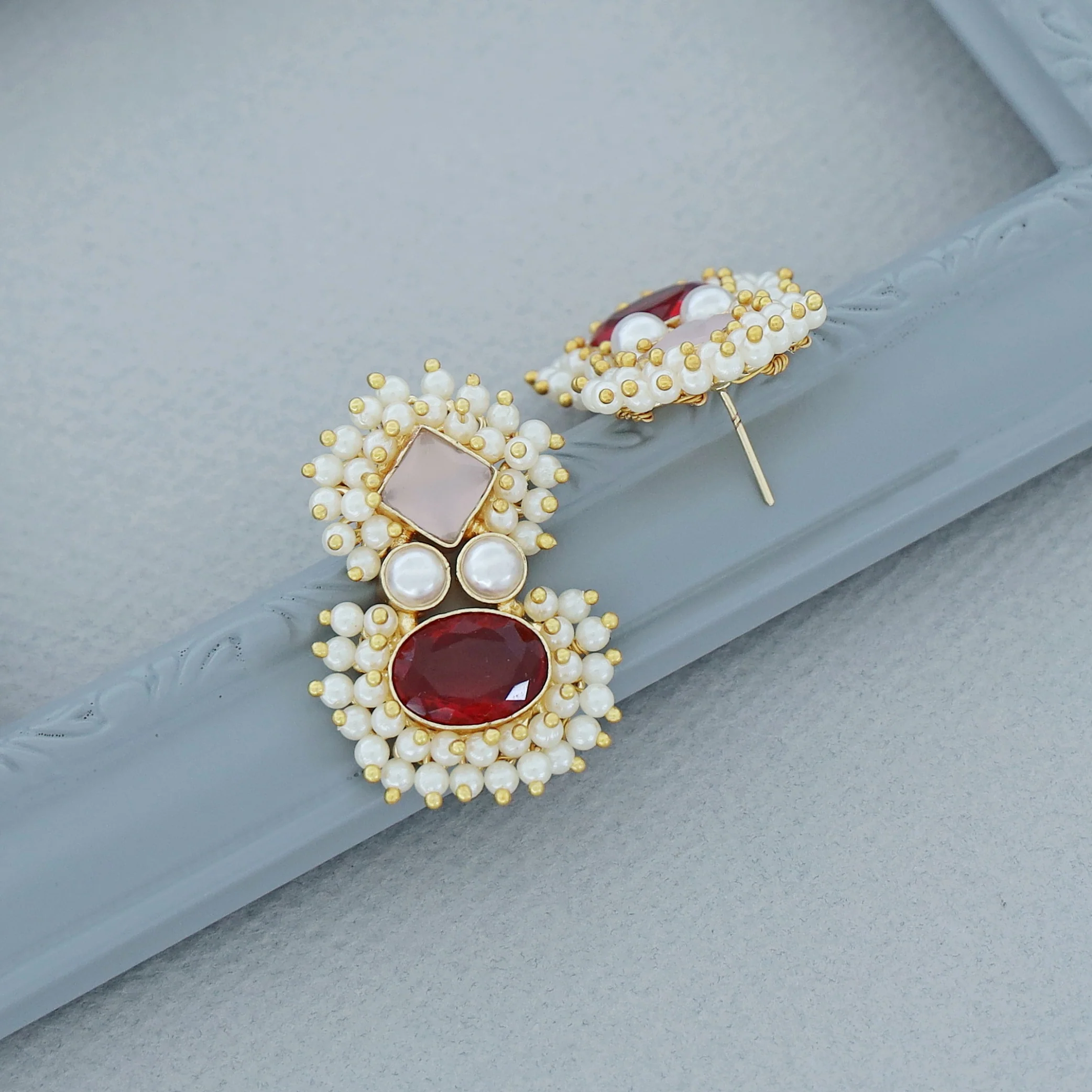 Nimora Dual Glossy Cluster Pearl Earring - Image 15