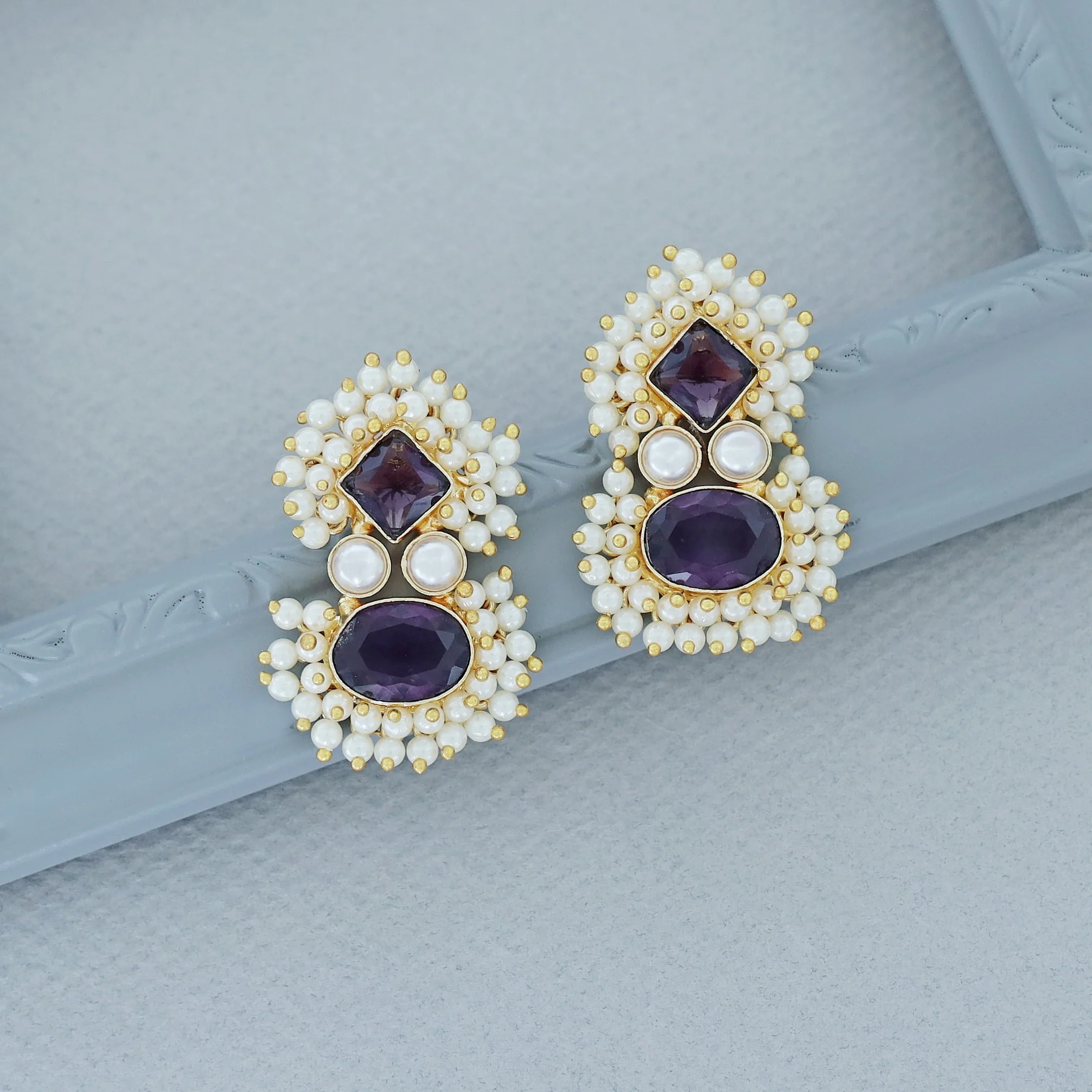 Nimora Dual Glossy Cluster Pearl Earring - Image 8