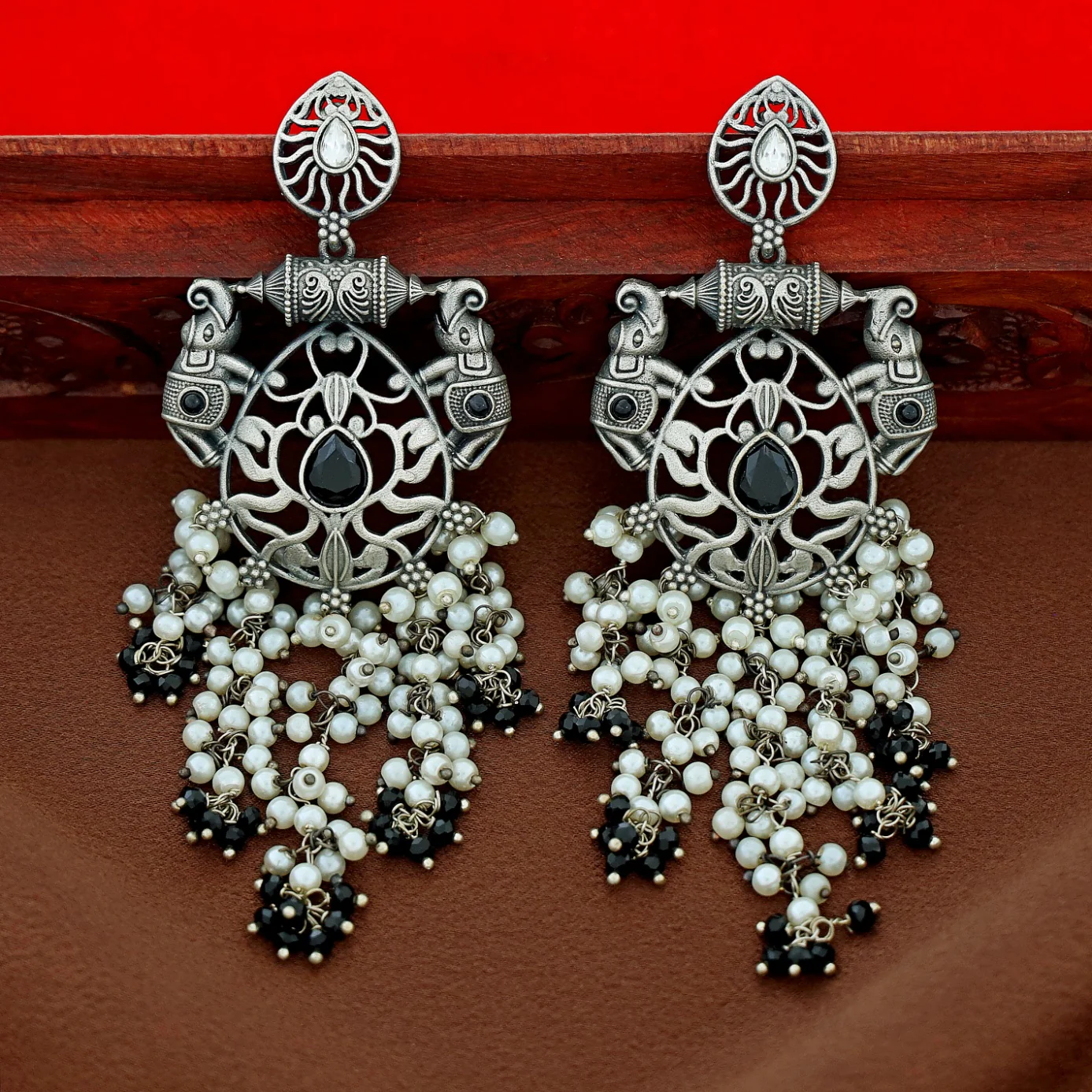 Nina Twin Airavat Hanging Bunch Pearl Earring - Image 5