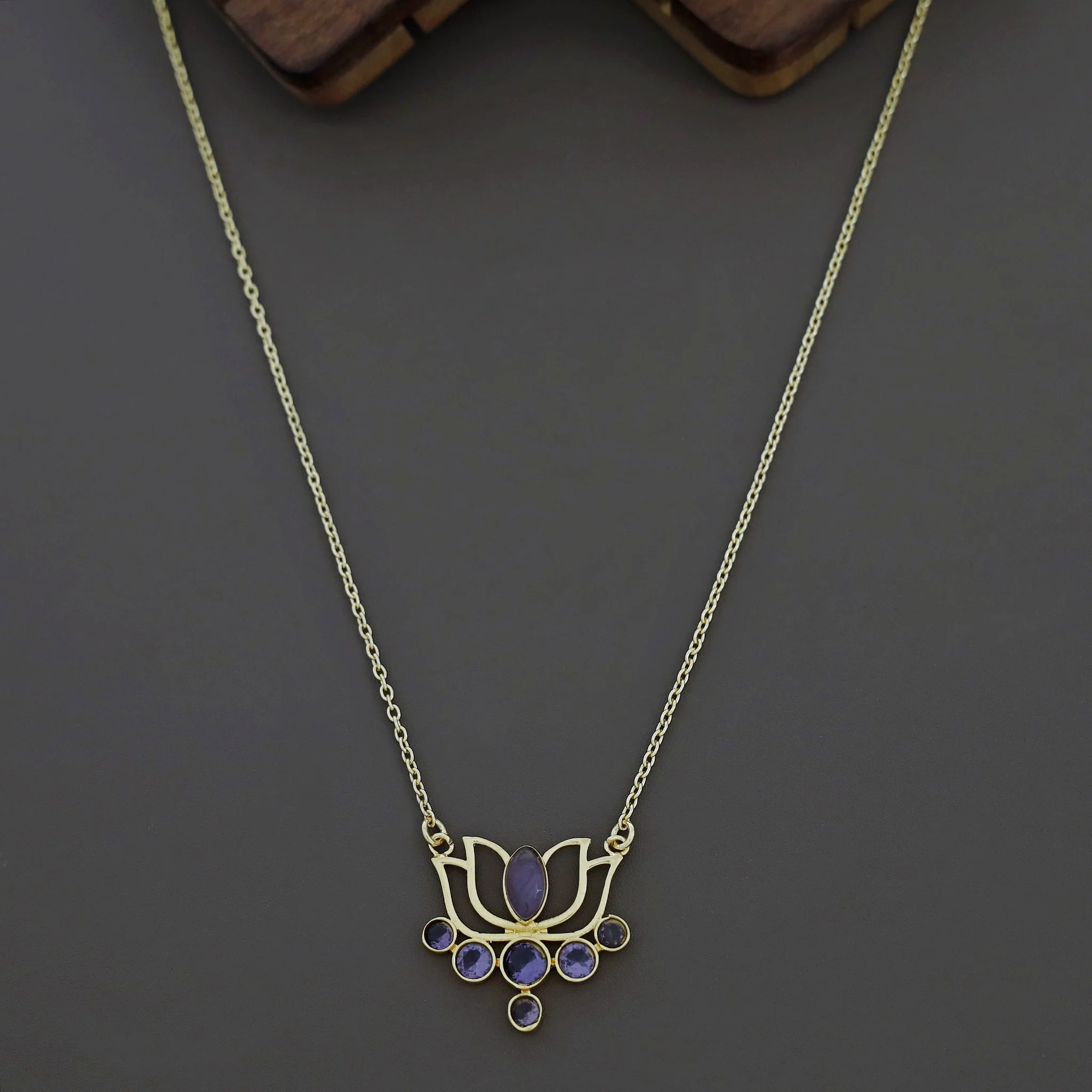 Nisha Golden Lotus Glossy Neckpiece - Image 2