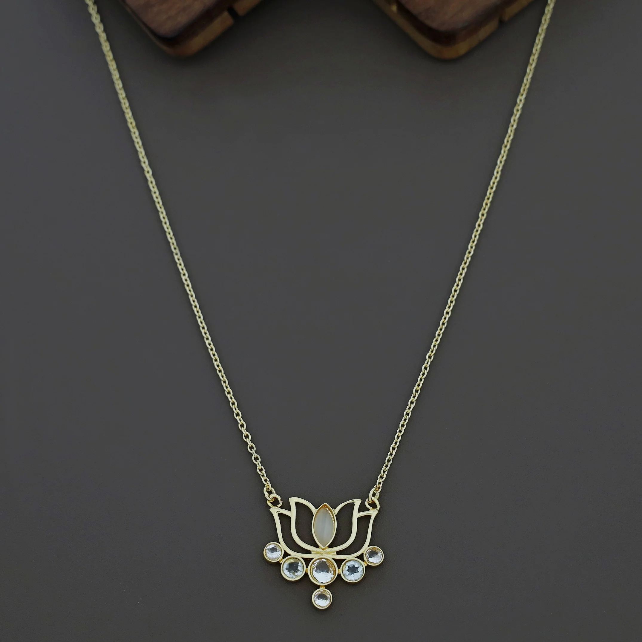 Nisha Golden Lotus Glossy Neckpiece - Image 4
