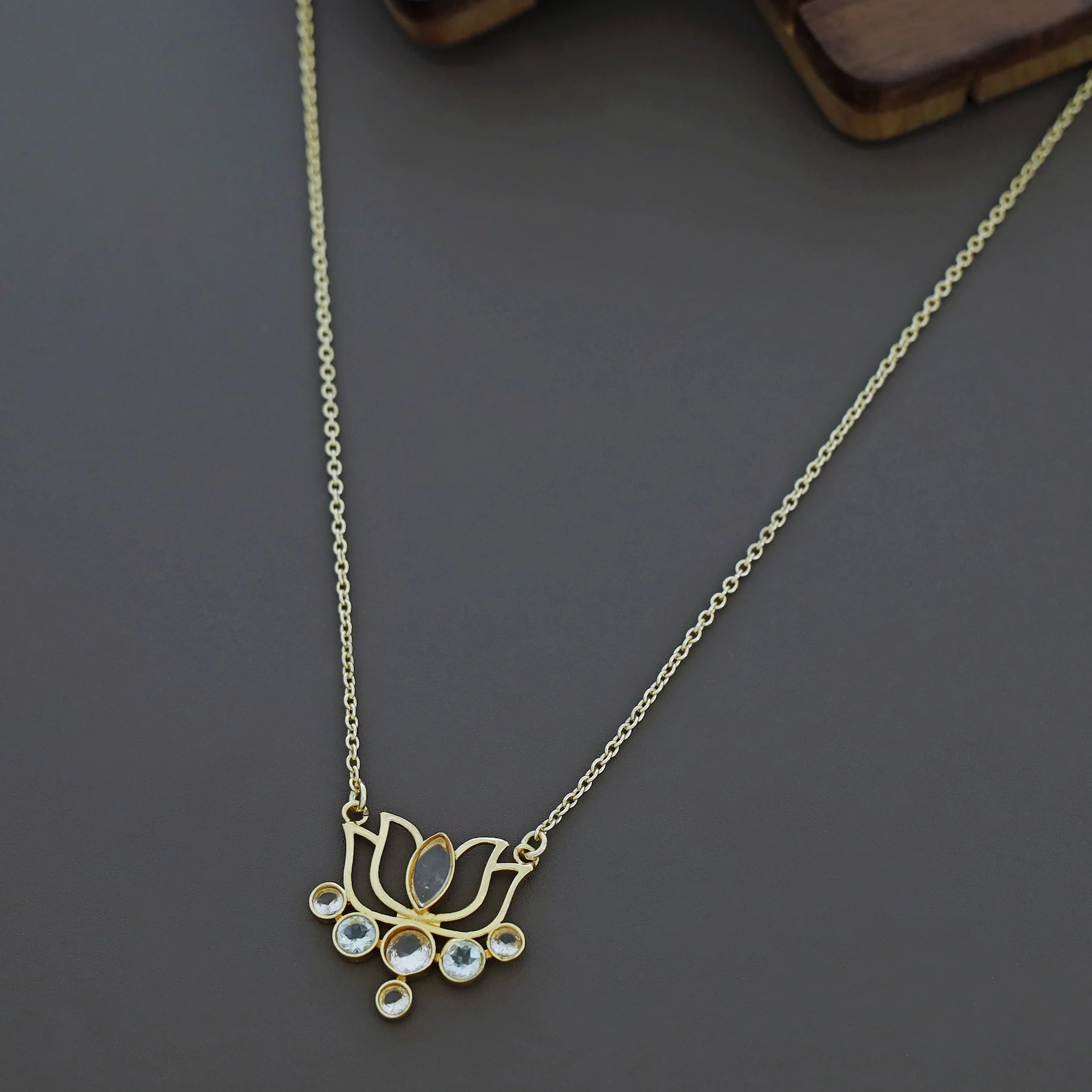 Nisha Golden Lotus Glossy Neckpiece - Image 6