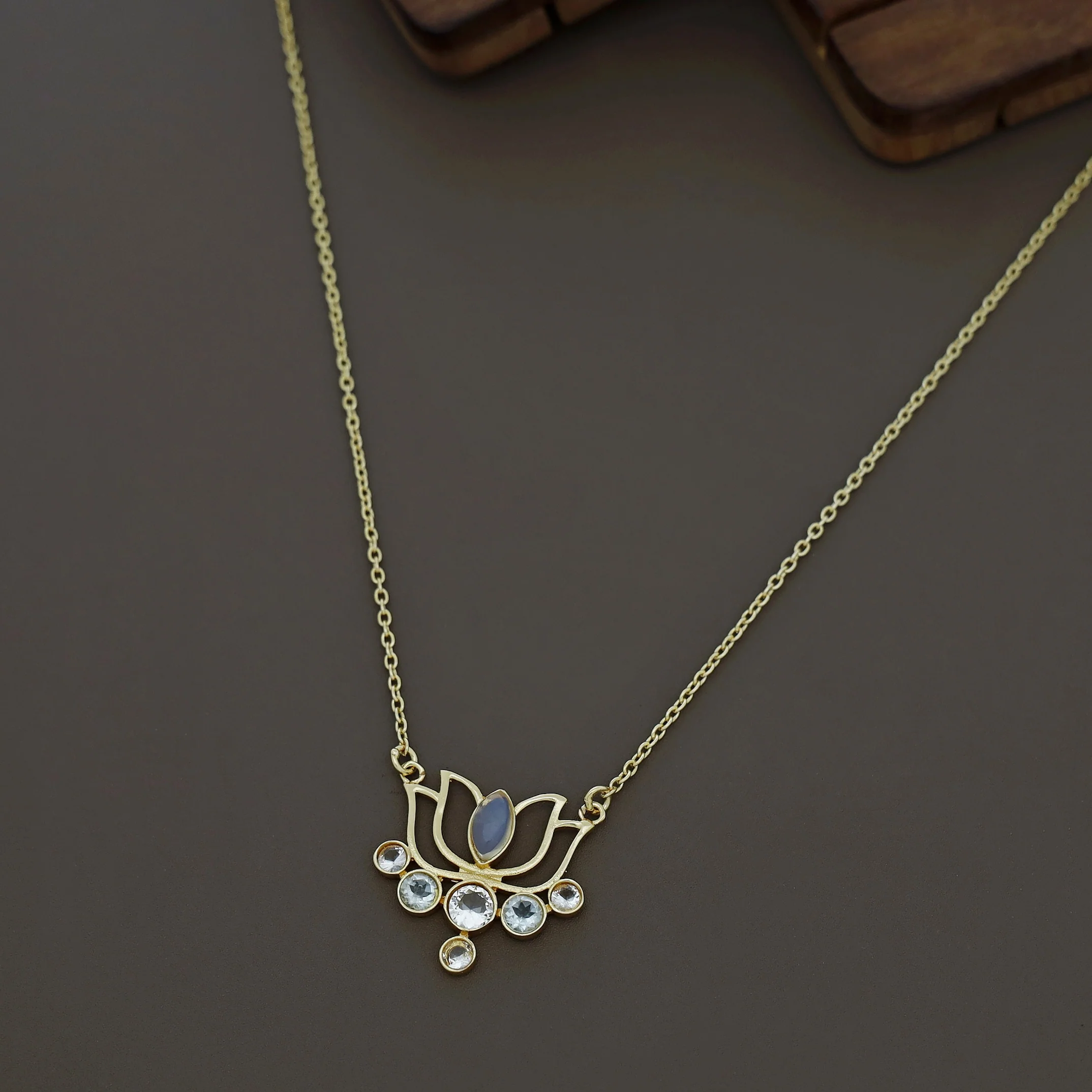 Nisha Golden Lotus Glossy Neckpiece - Image 7