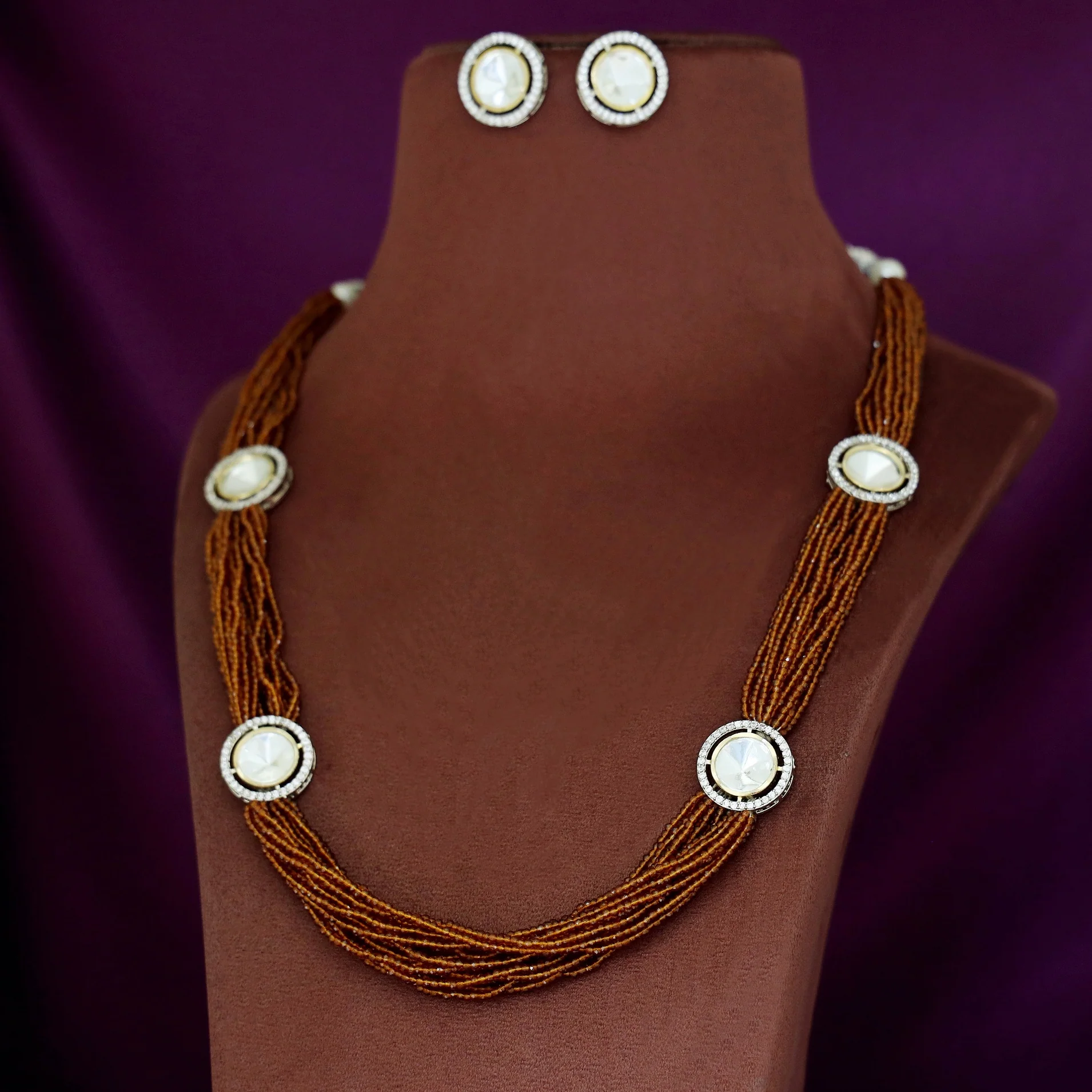 Nishtha Polki Kundan Neckpiece With Earring - Image 2