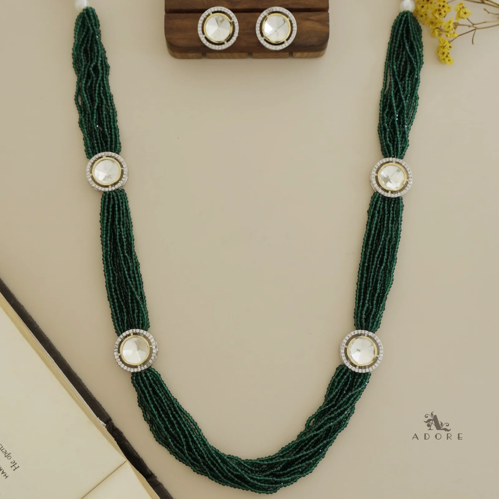 Nishtha Polki Kundan Neckpiece With Earring - Image 3
