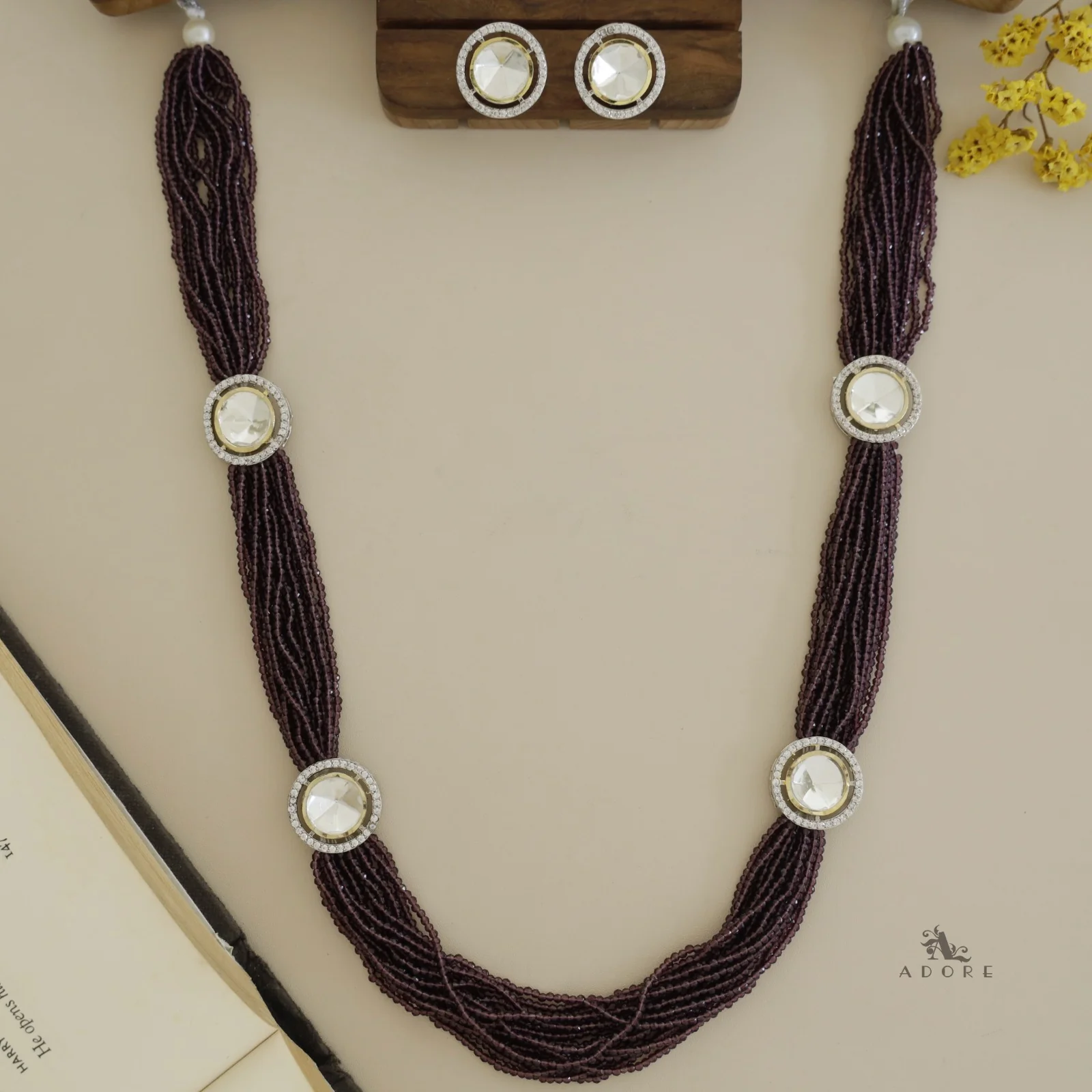 Nishtha Polki Kundan Neckpiece With Earring - Image 9