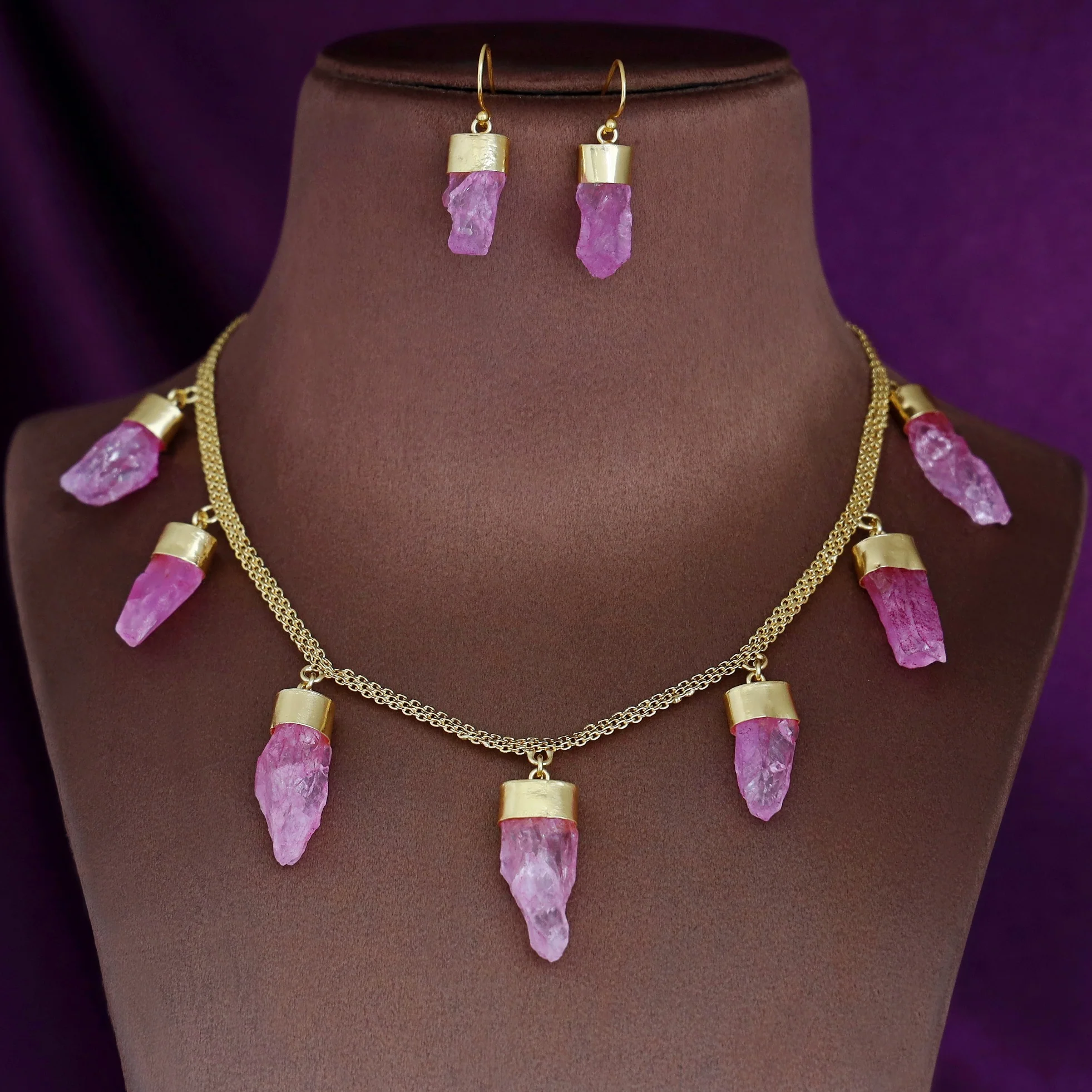 Niska Dyed Stone Neckpiece With Earring - Image 3