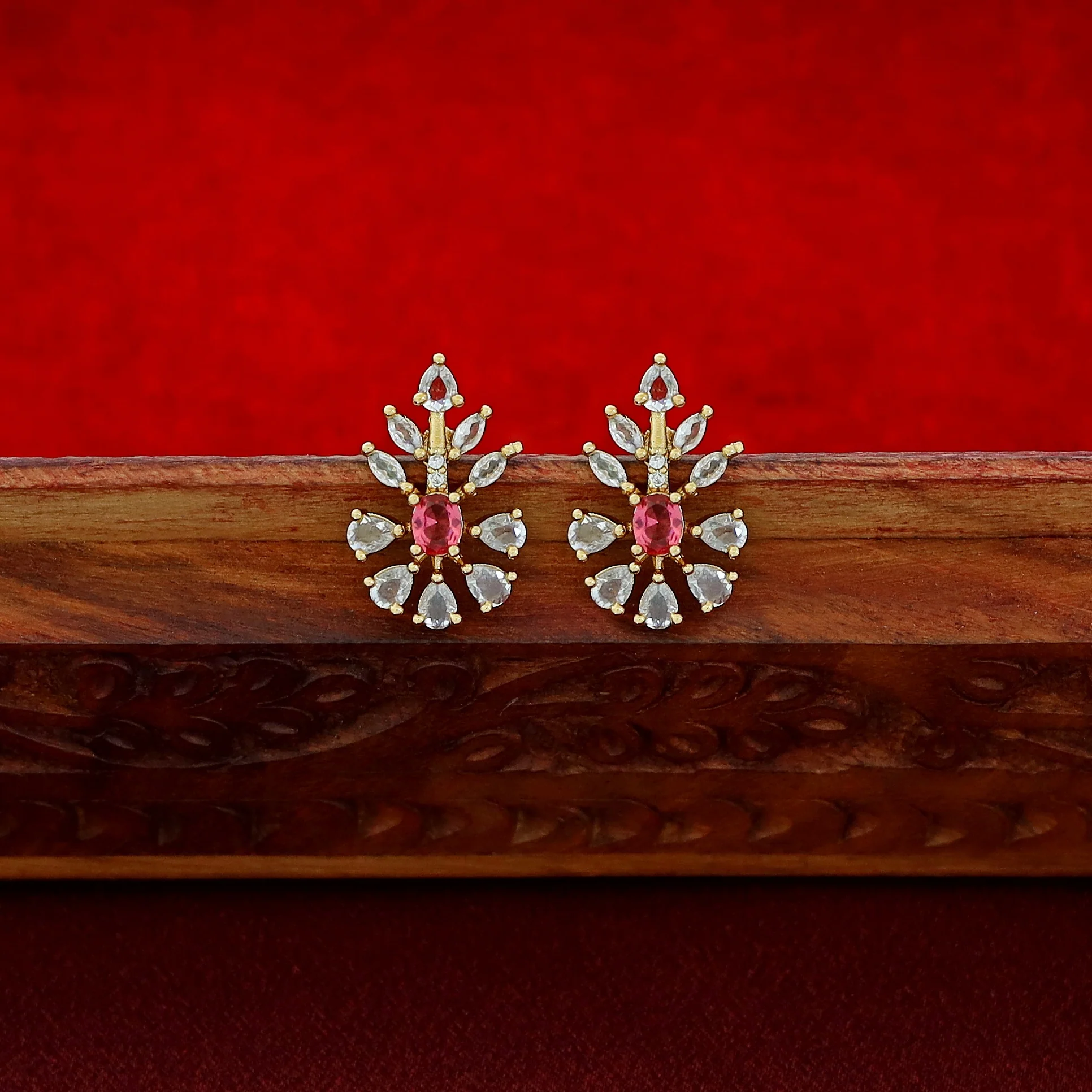 Nivedhya AD Stone Short Neckpiece With Earring - Image 4