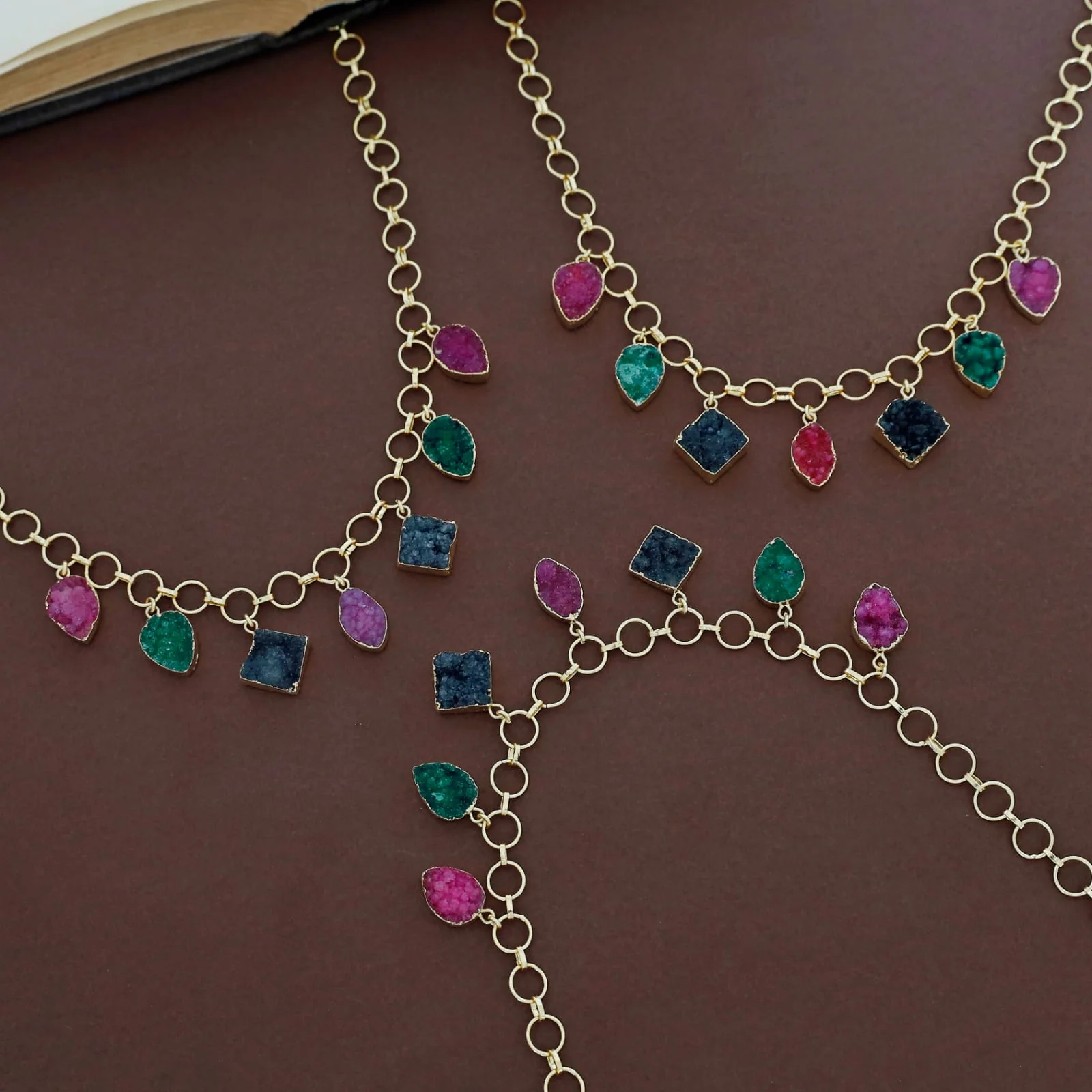 Niya Electro Plated Multicolour Druzy Stone Neckpiece - Image 2