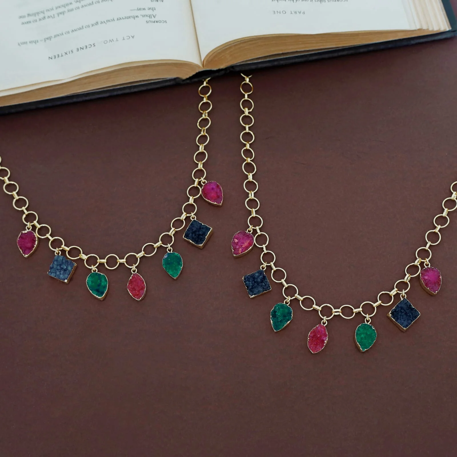 Niya Electro Plated Multicolour Druzy Stone Neckpiece - Image 3