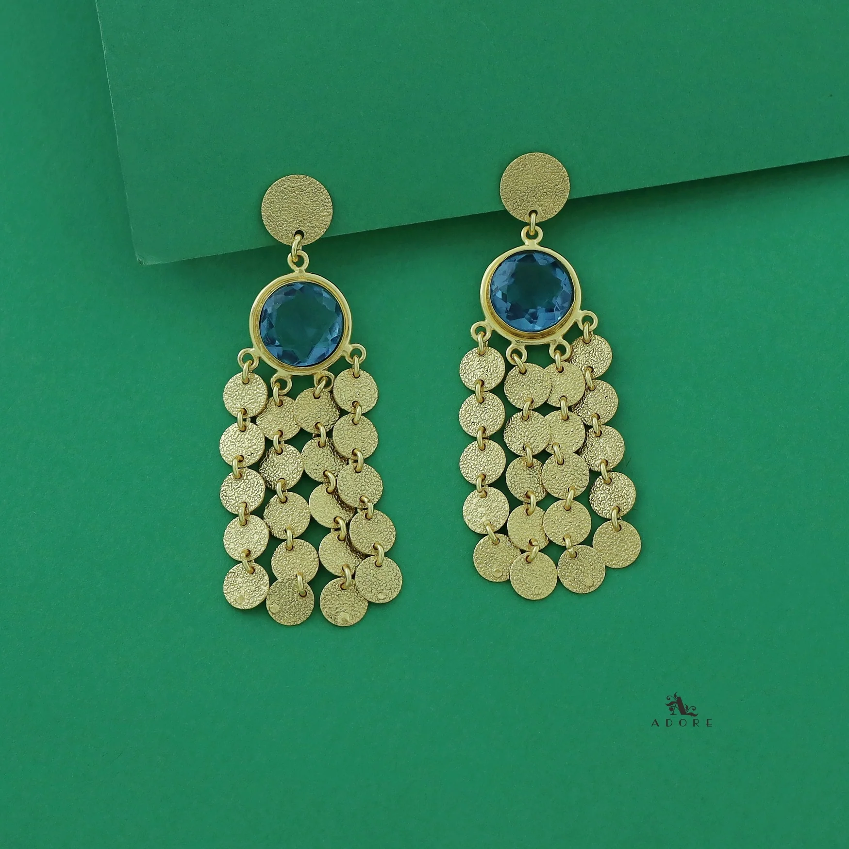 Niya Golden Circle Glossy Stone Earring - Image 6