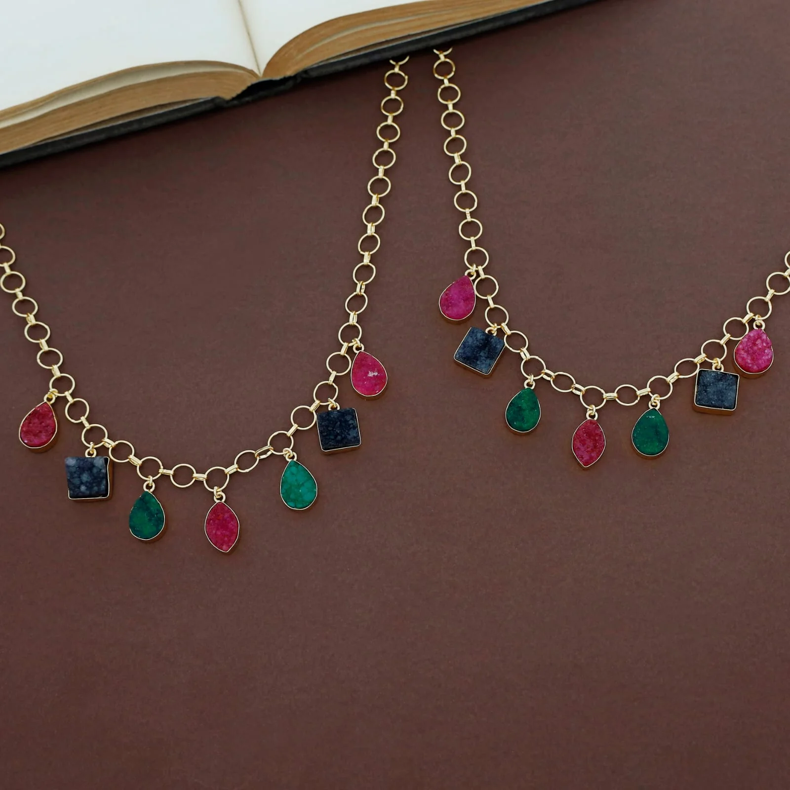 Niya Multicolour Druzy Stone Neckpiece - Image 3