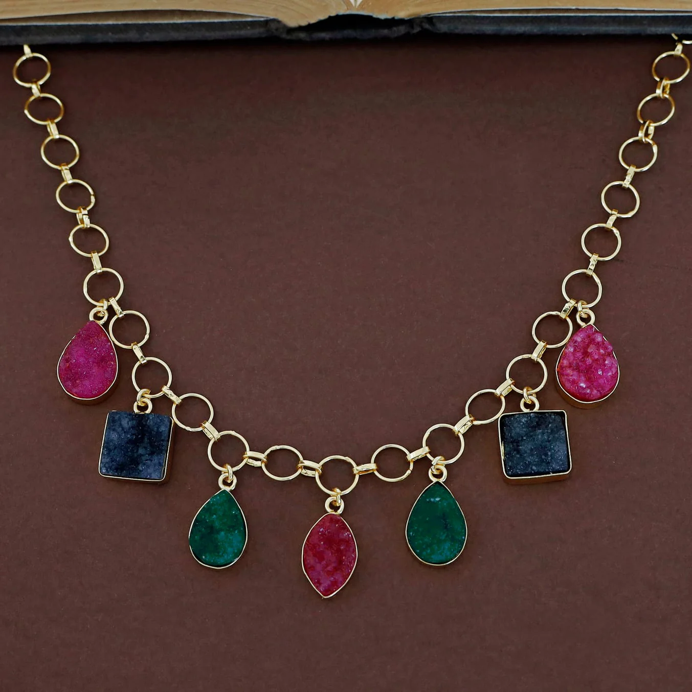 Niya Multicolour Druzy Stone Neckpiece - Image 5