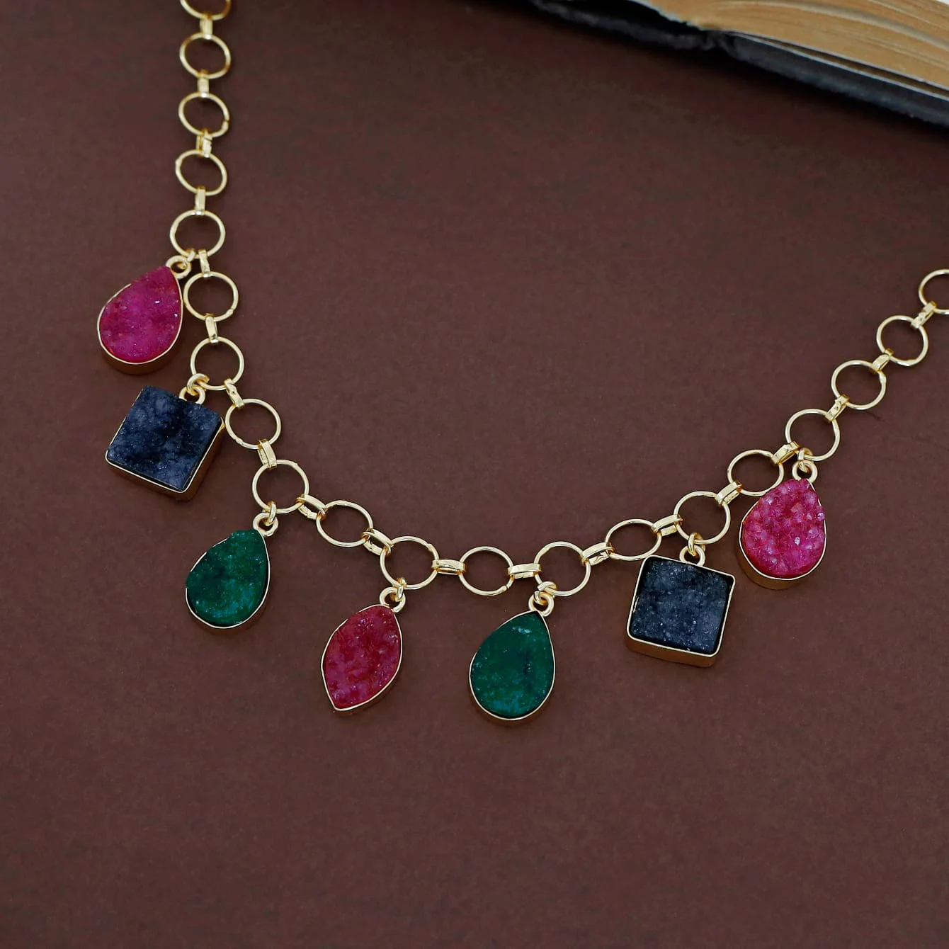 Niya Multicolour Druzy Stone Neckpiece - Image 6