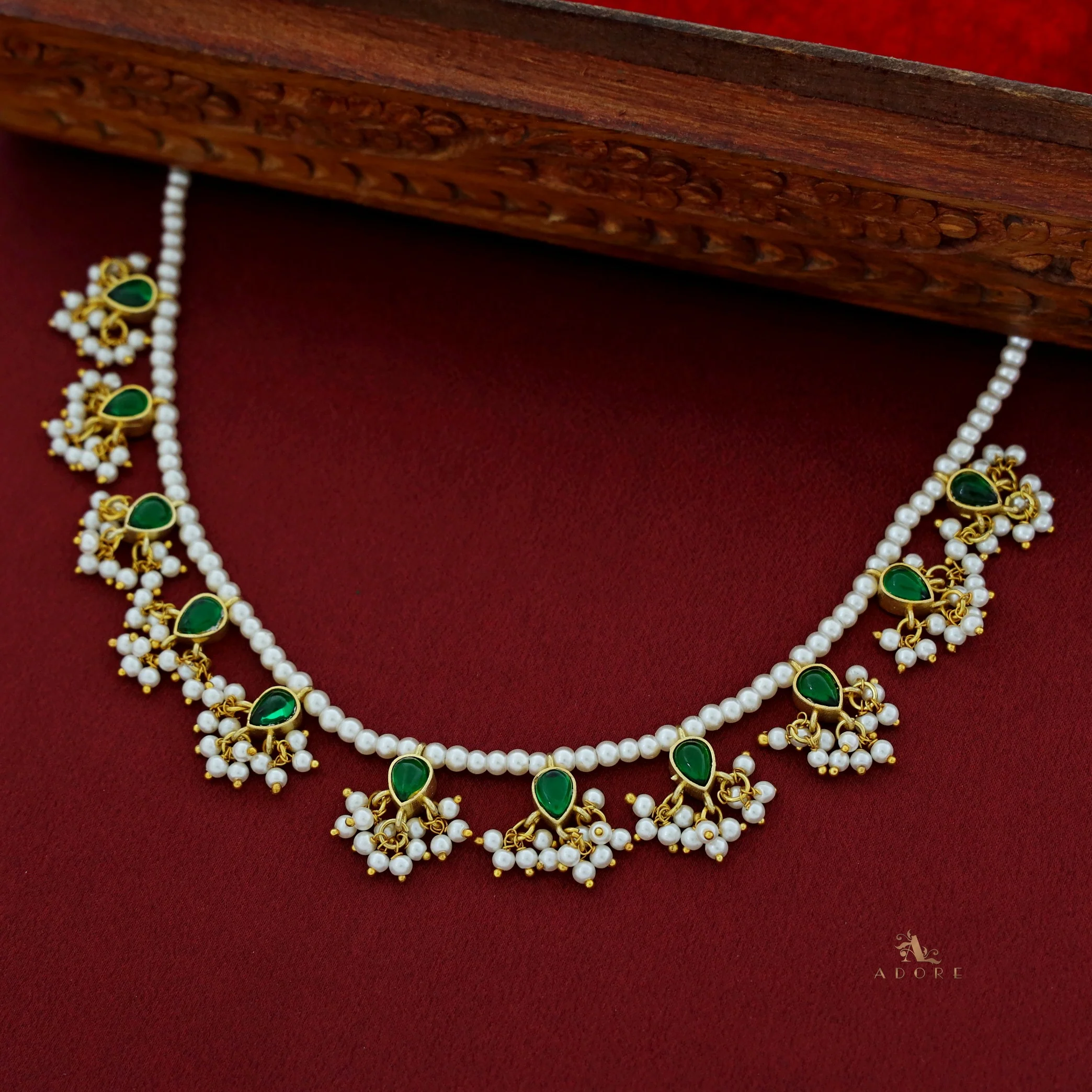 Niyah Jadau Kundan Pearl Drop Reversible Neckpiece - Image 5