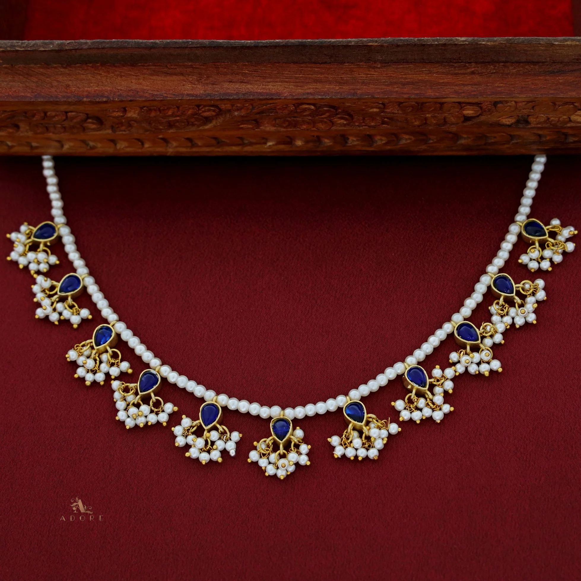 Niyah Jadau Kundan Pearl Drop Reversible Neckpiece - Image 6