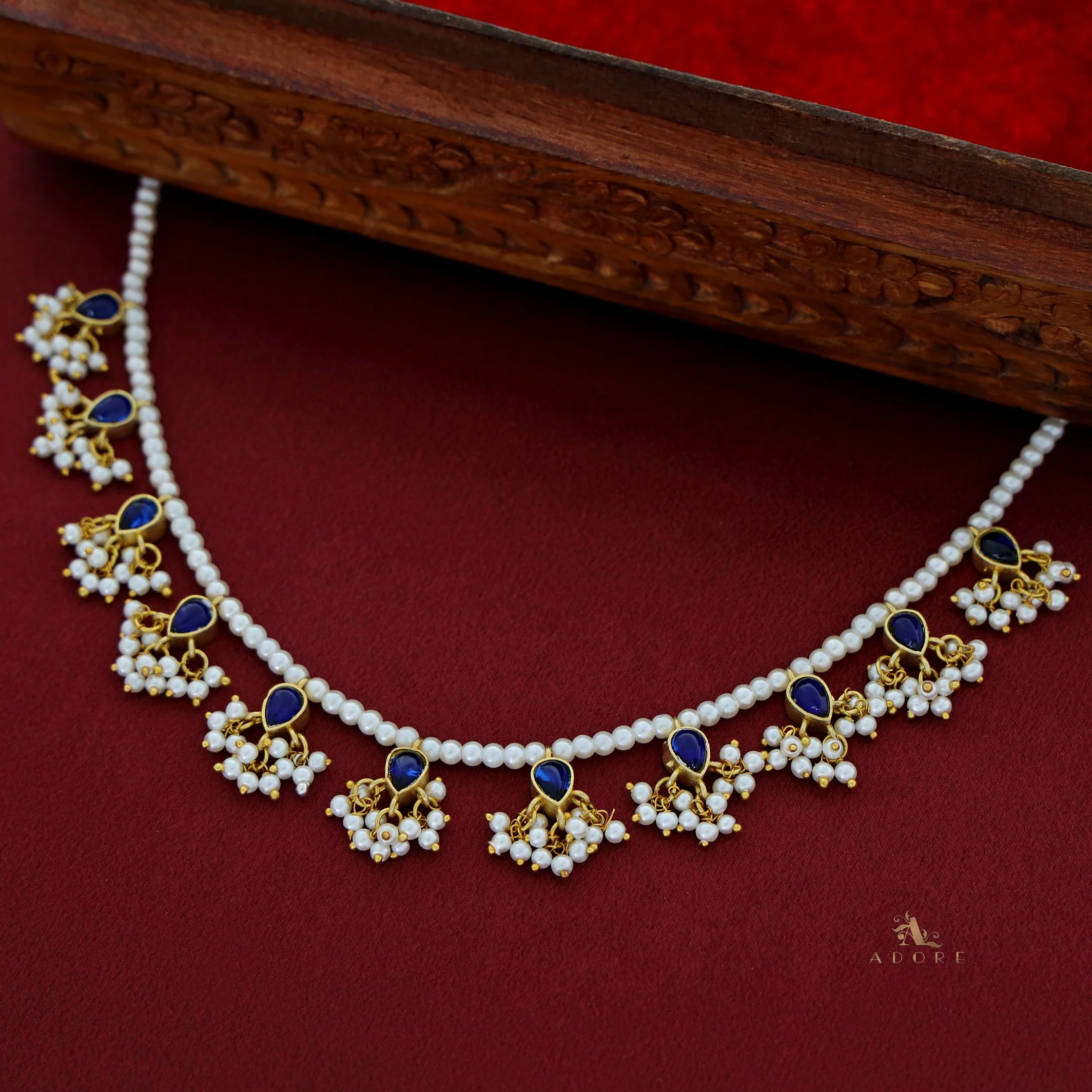 Niyah Jadau Kundan Pearl Drop Reversible Neckpiece - Image 7