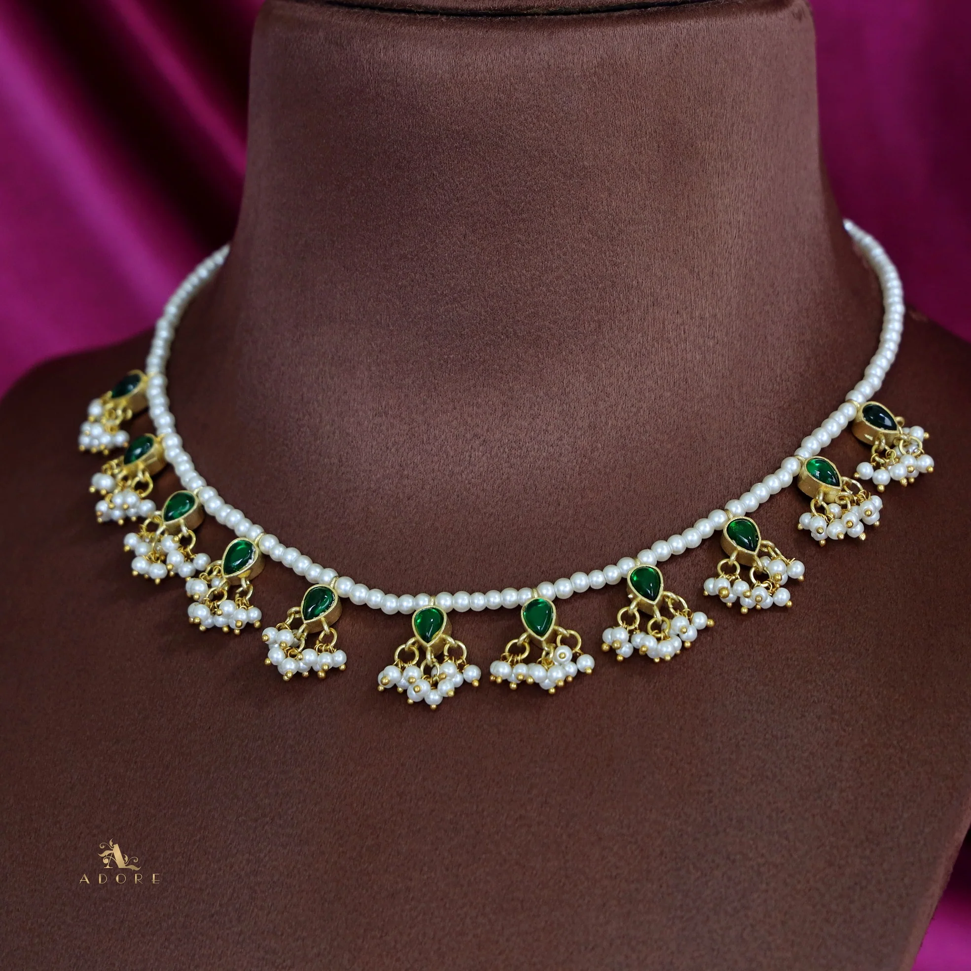 Niyah Jadau Kundan Pearl Drop Reversible Neckpiece - Image 8