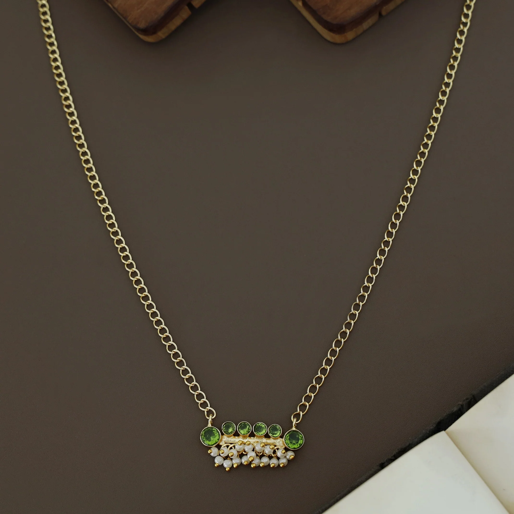 Noriya Golden Six Circle Glossy Stone Neckpiece - Image 7
