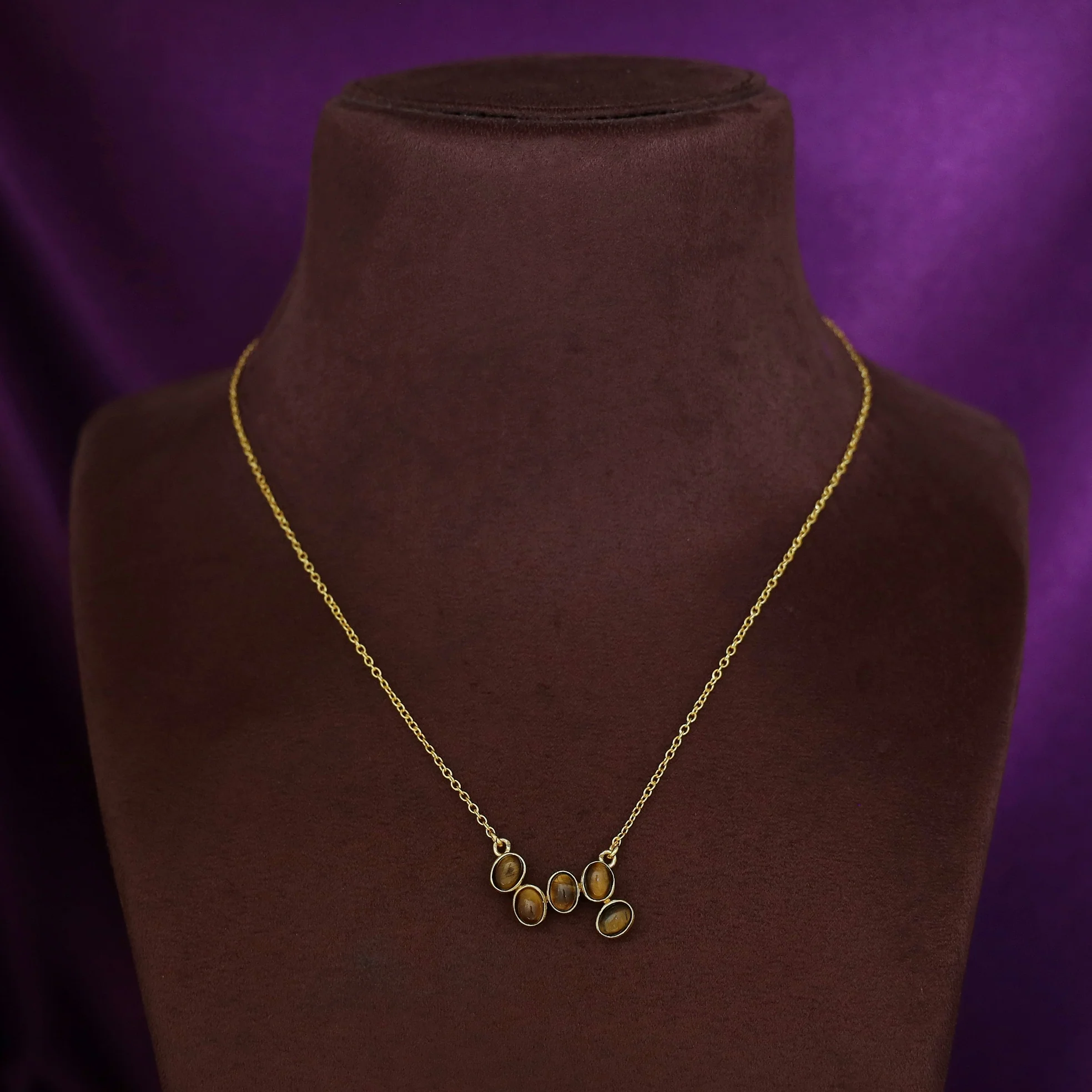 Nova Golden Chainy Glossy + Natural Stone Neckpiece - Image 6