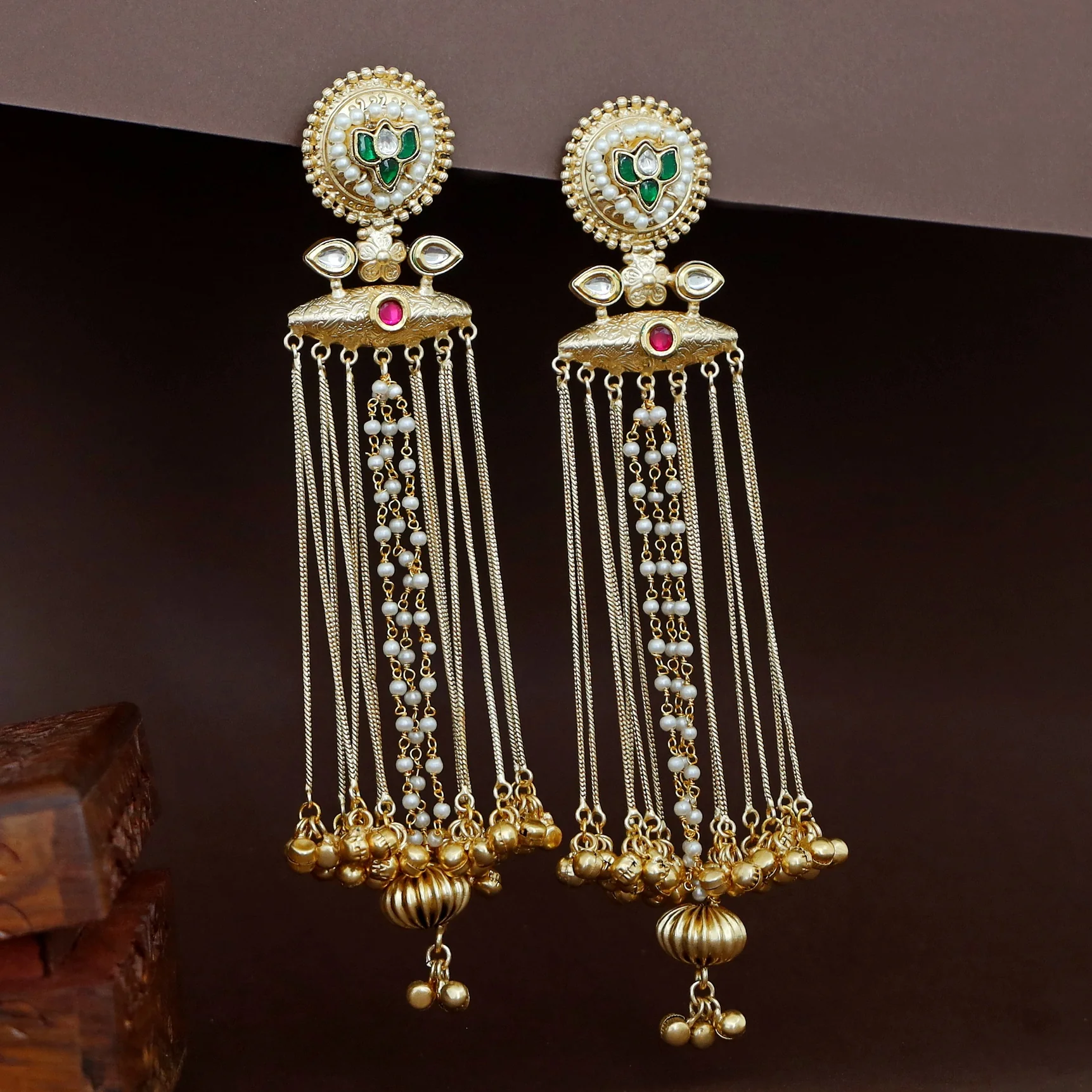 Ojasvi Hanging Ghungroo Kashmiri Earring - Image 4