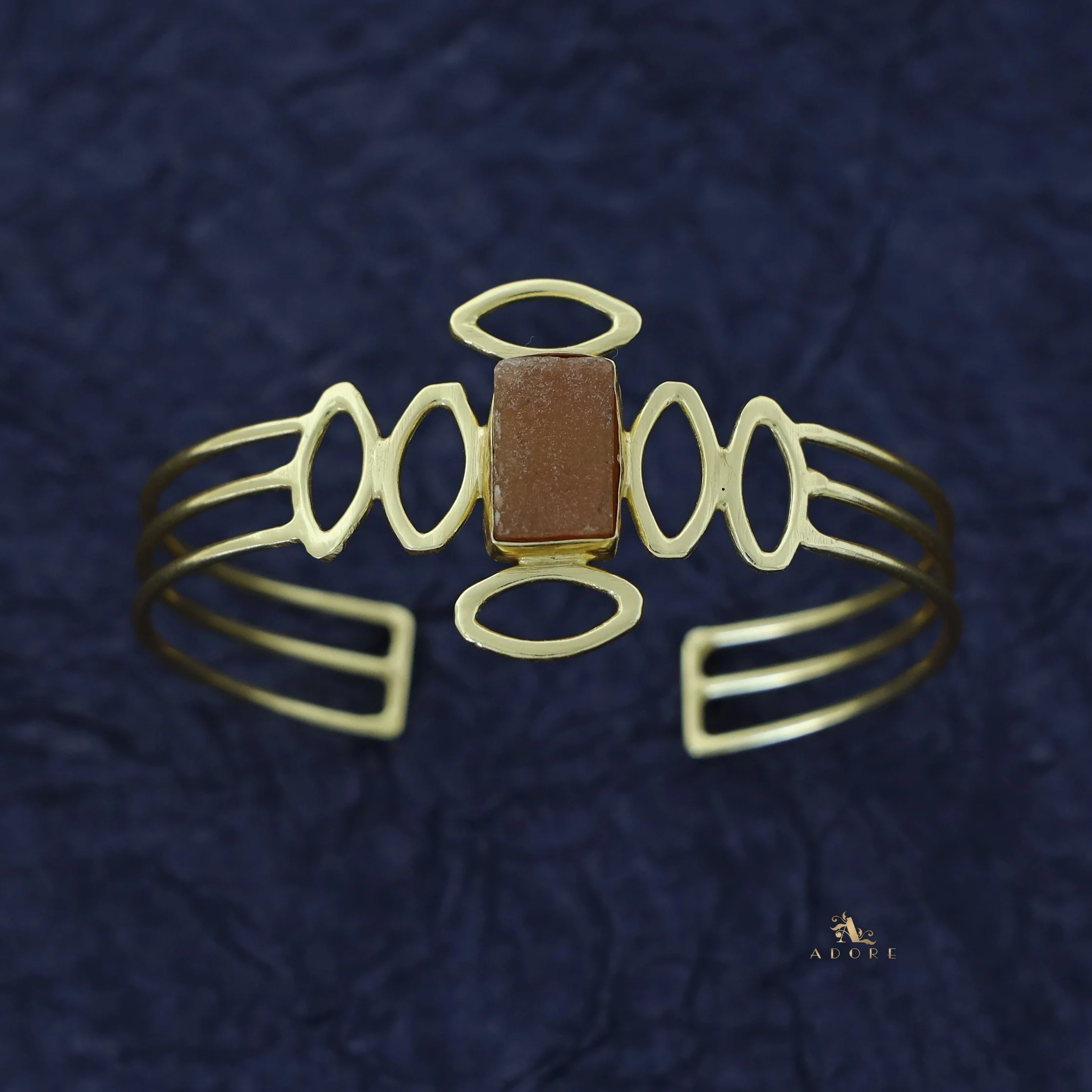Olivia Golden Raw Stone Bangle - Image 2