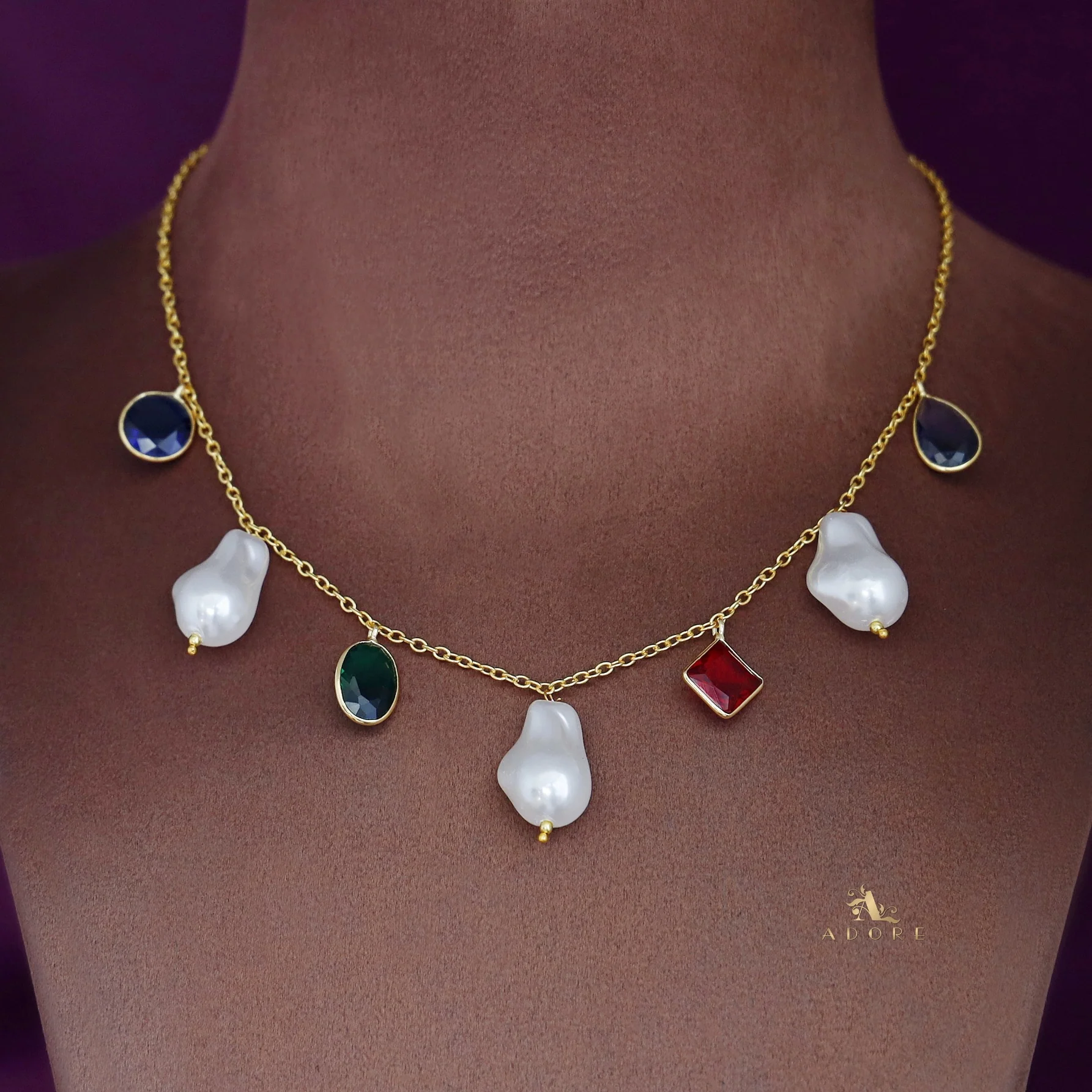 Multicolour Ameya Glossy Baroque Neckpiece - Image 2
