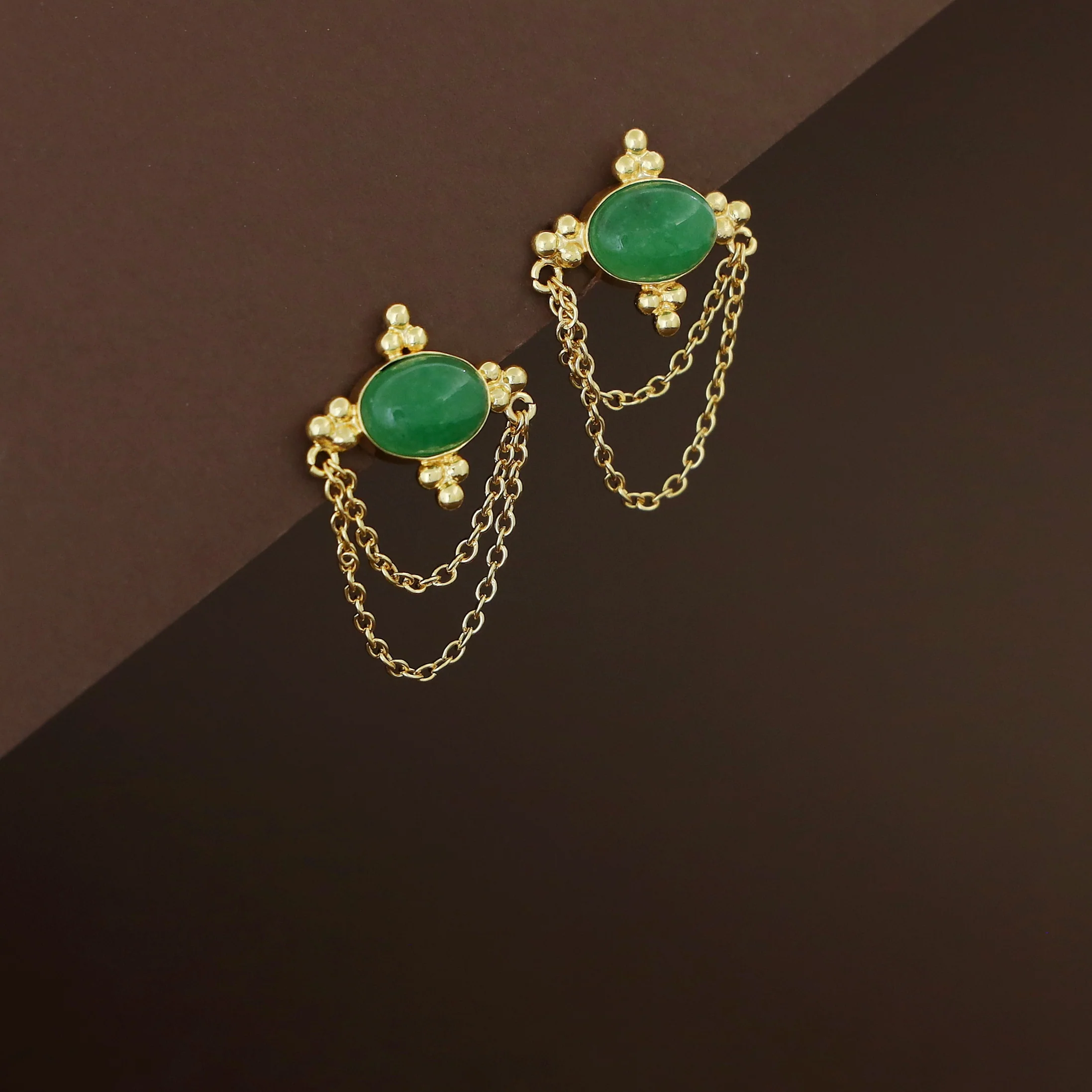 Orie Natural Stone Double Chain Earring - Image 7