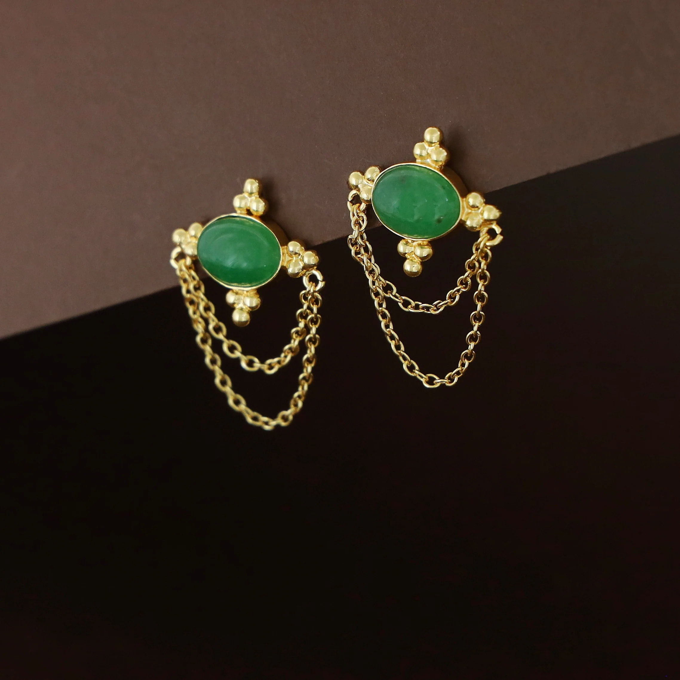 Orie Natural Stone Double Chain Earring - Image 8