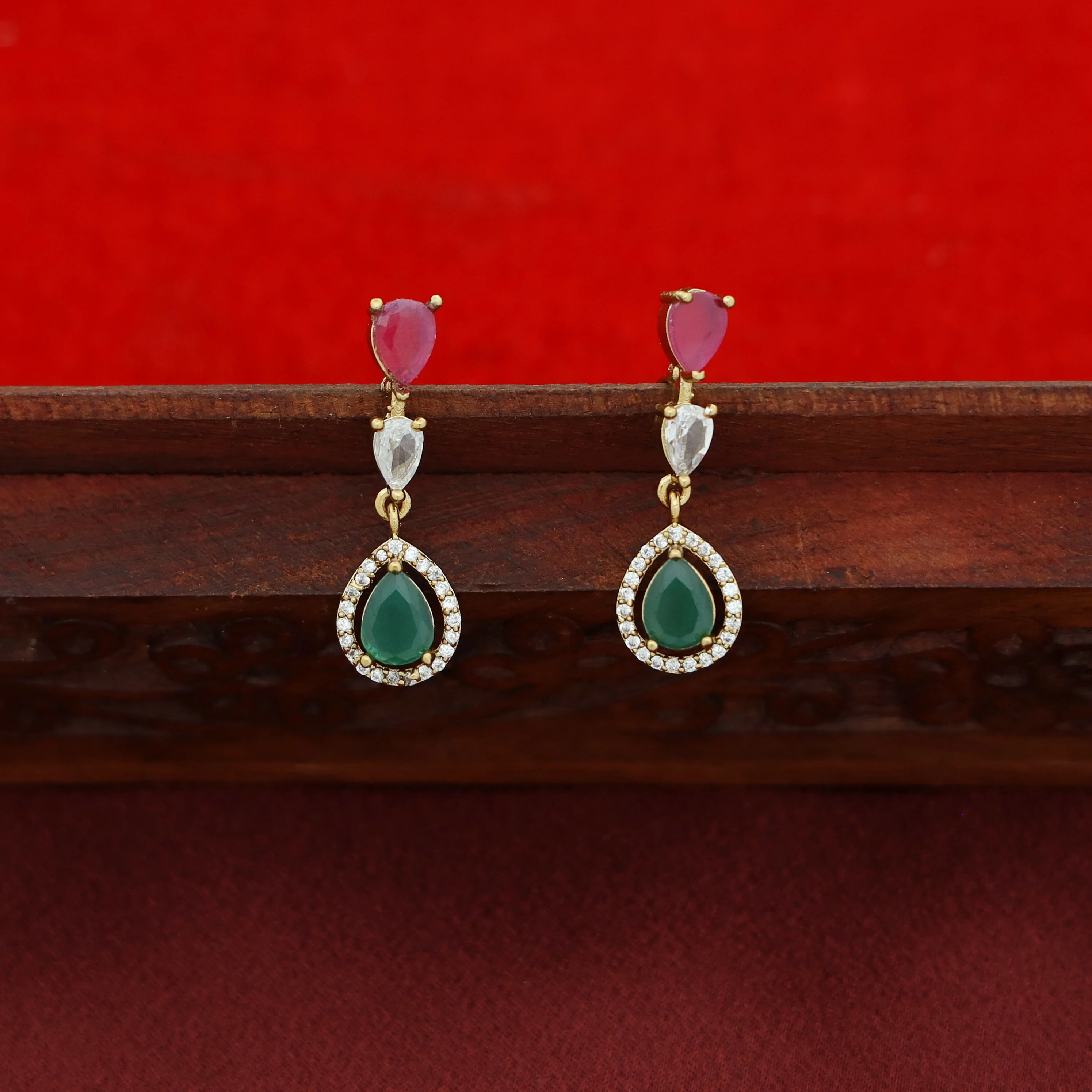Parineethi AD Stone Rain Drop Short Neckpiece with Earring - Image 8