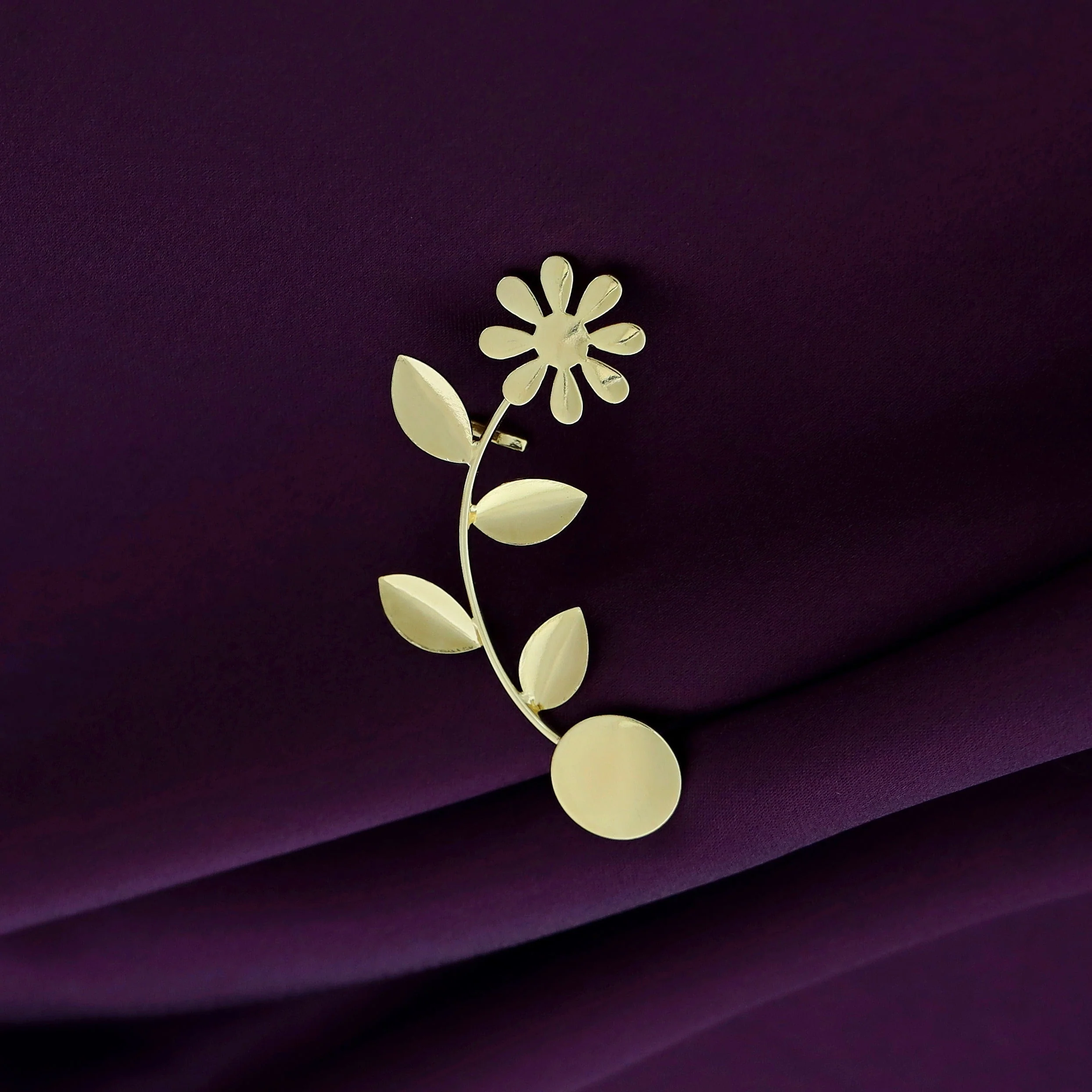 Parisha Golden Flower Leaf Ear-Cuff (Single Piece) - Image 2
