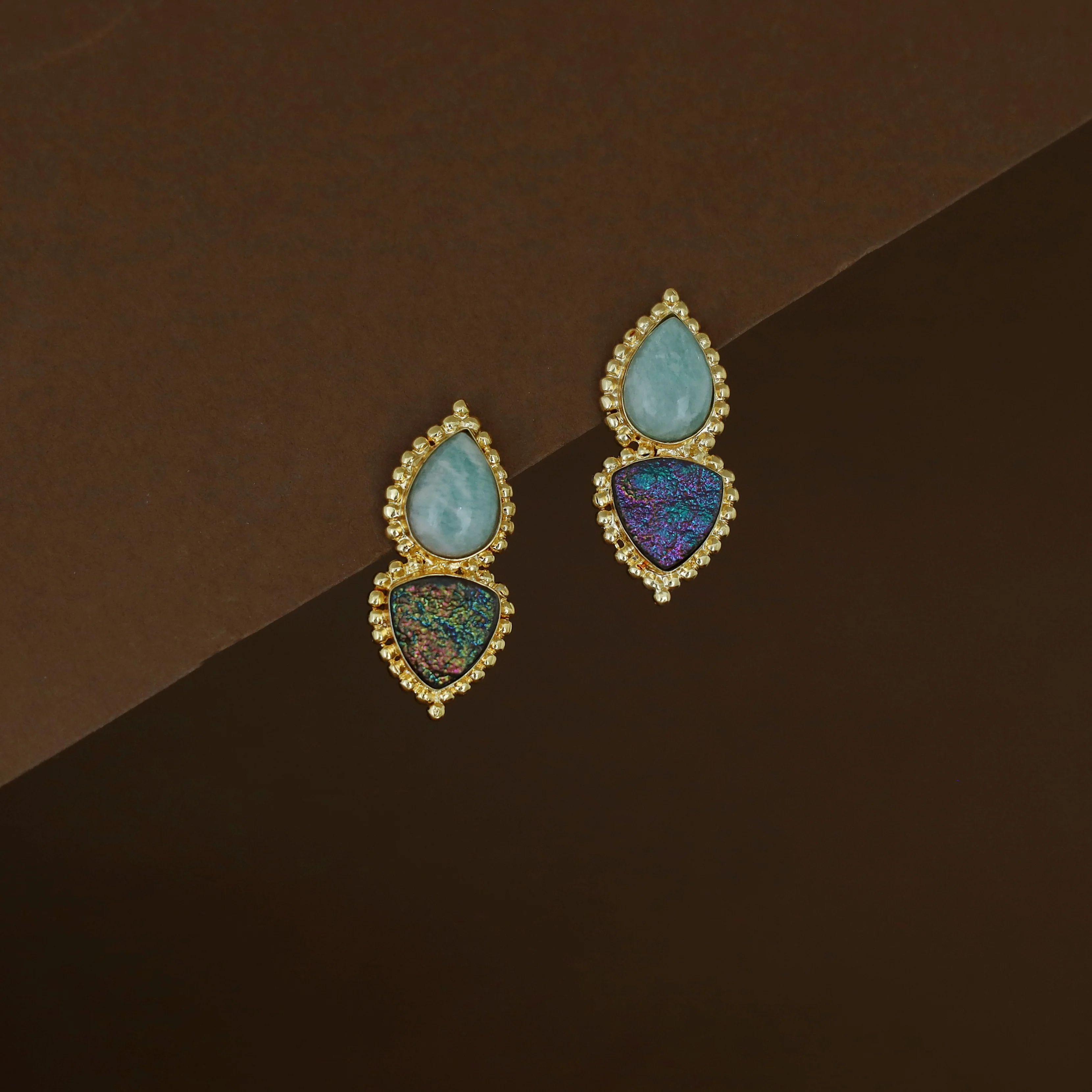 Natural Raindrop + Glitter Druzy Stone Earring - Image 10