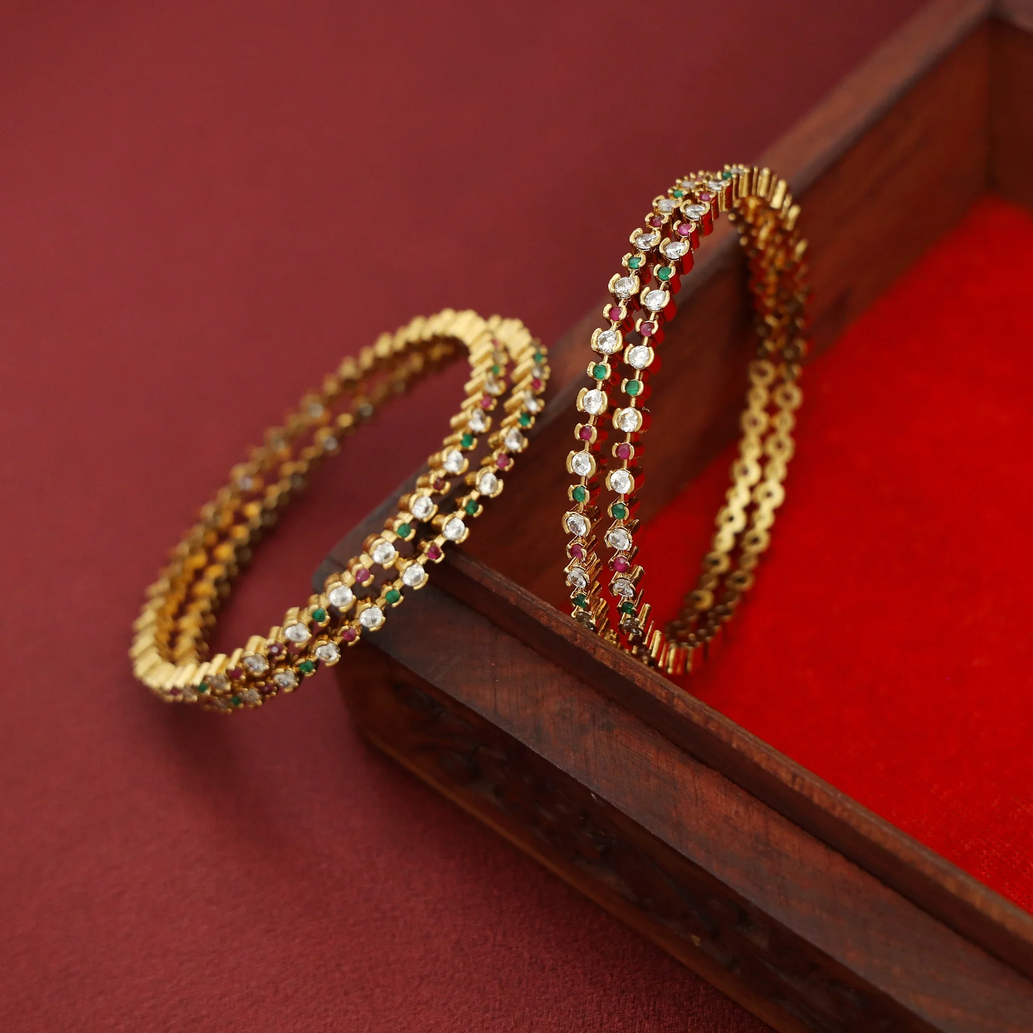 Pavanika Glossy Stone Bangle (Set Of 4) - Image 3