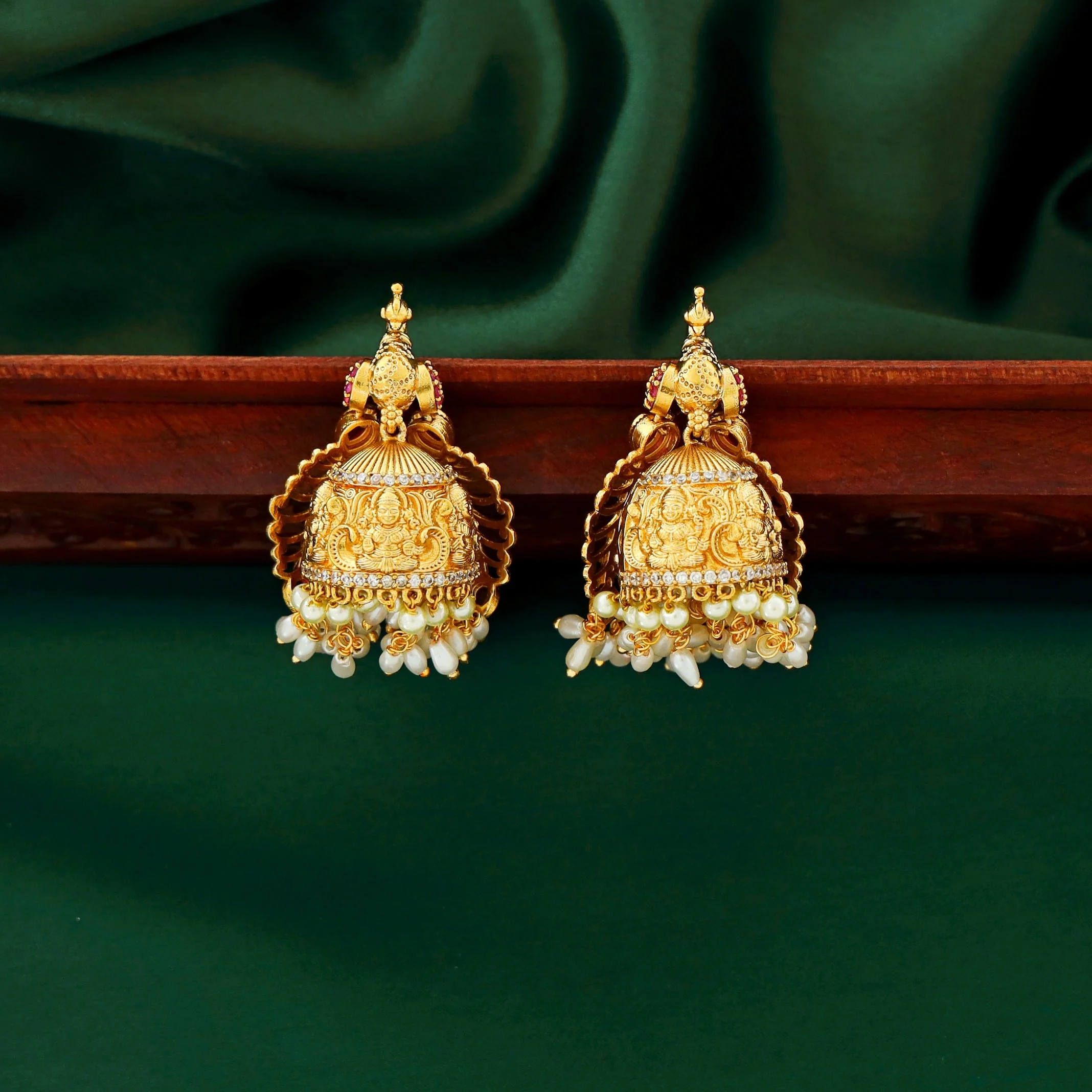 Peacock Pearl Jhumka - Image 10