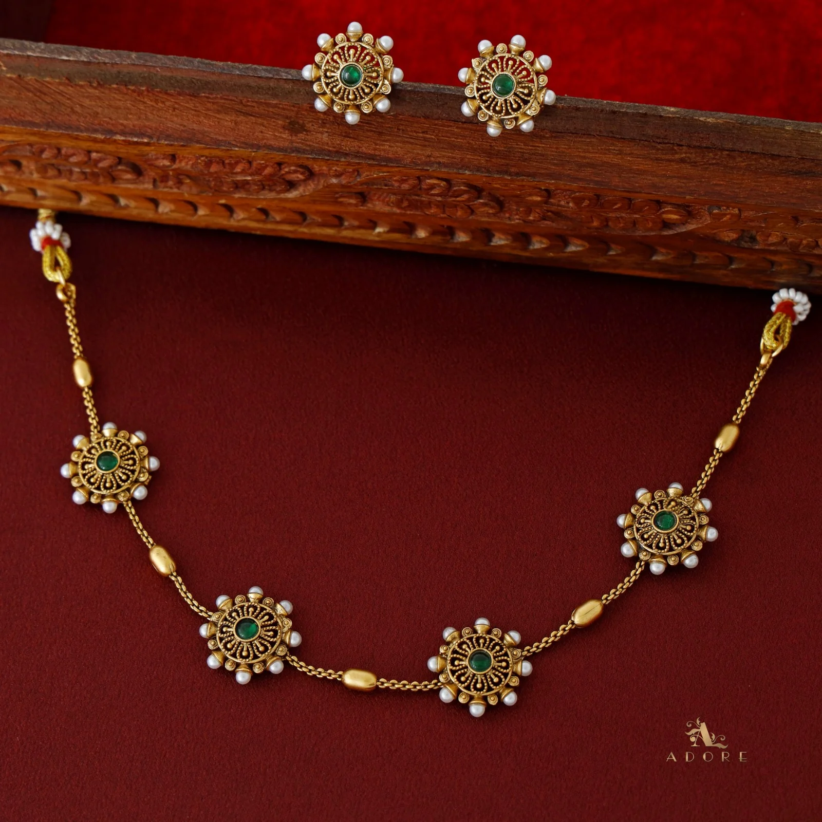 Pearl Floral Maheera Choker with Stud - Image 3