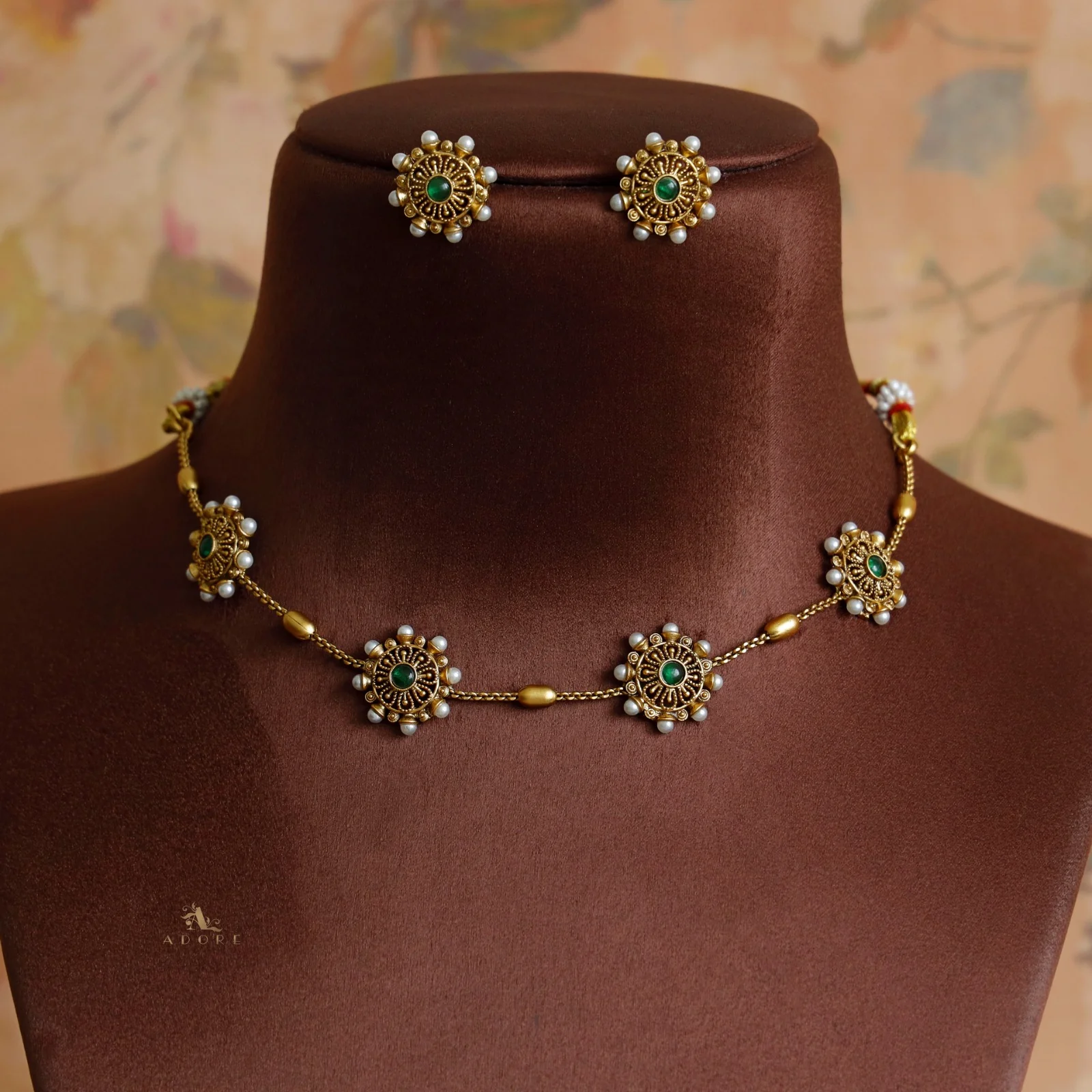Pearl Floral Maheera Choker with Stud - Image 5