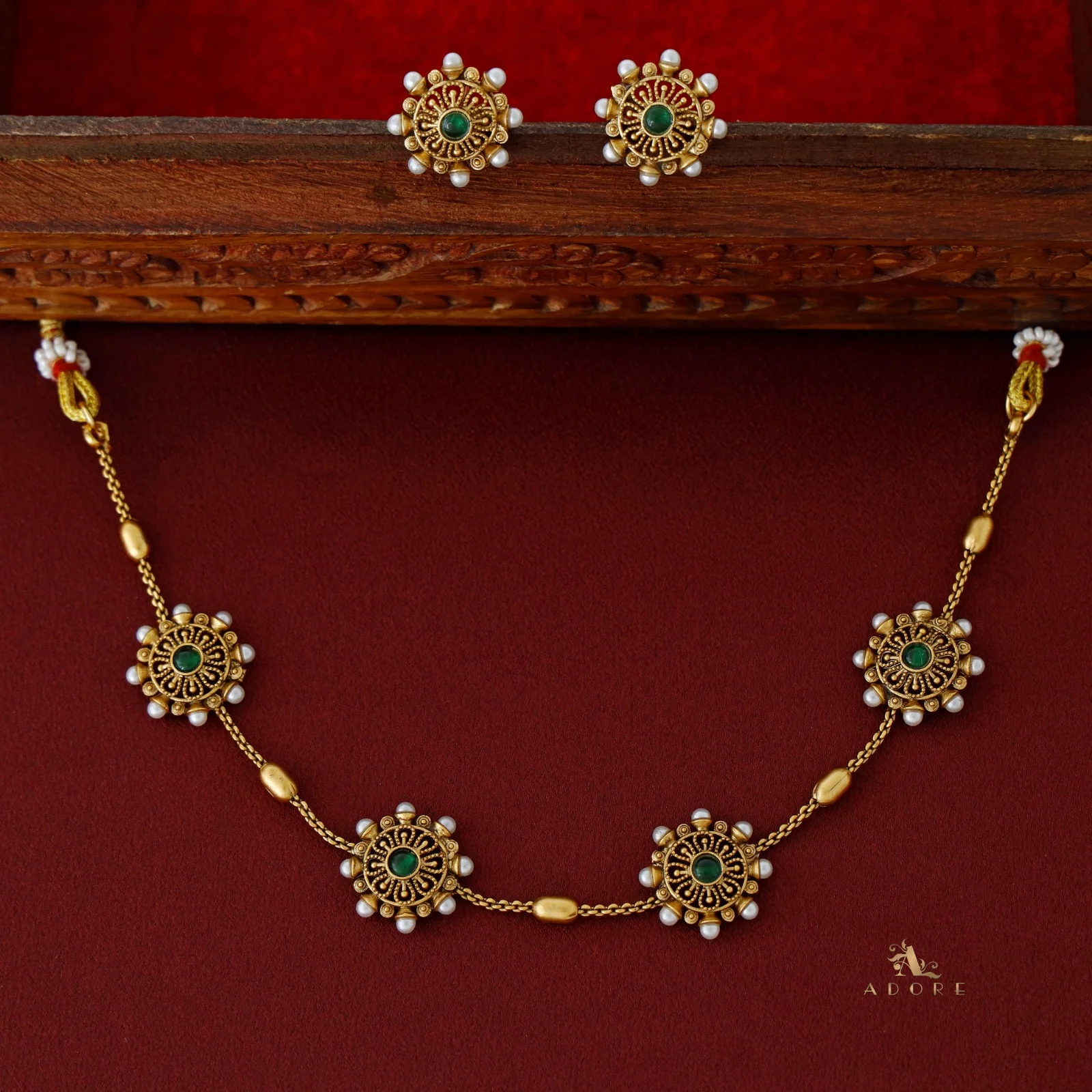 Pearl Floral Maheera Choker with Stud - Image 7