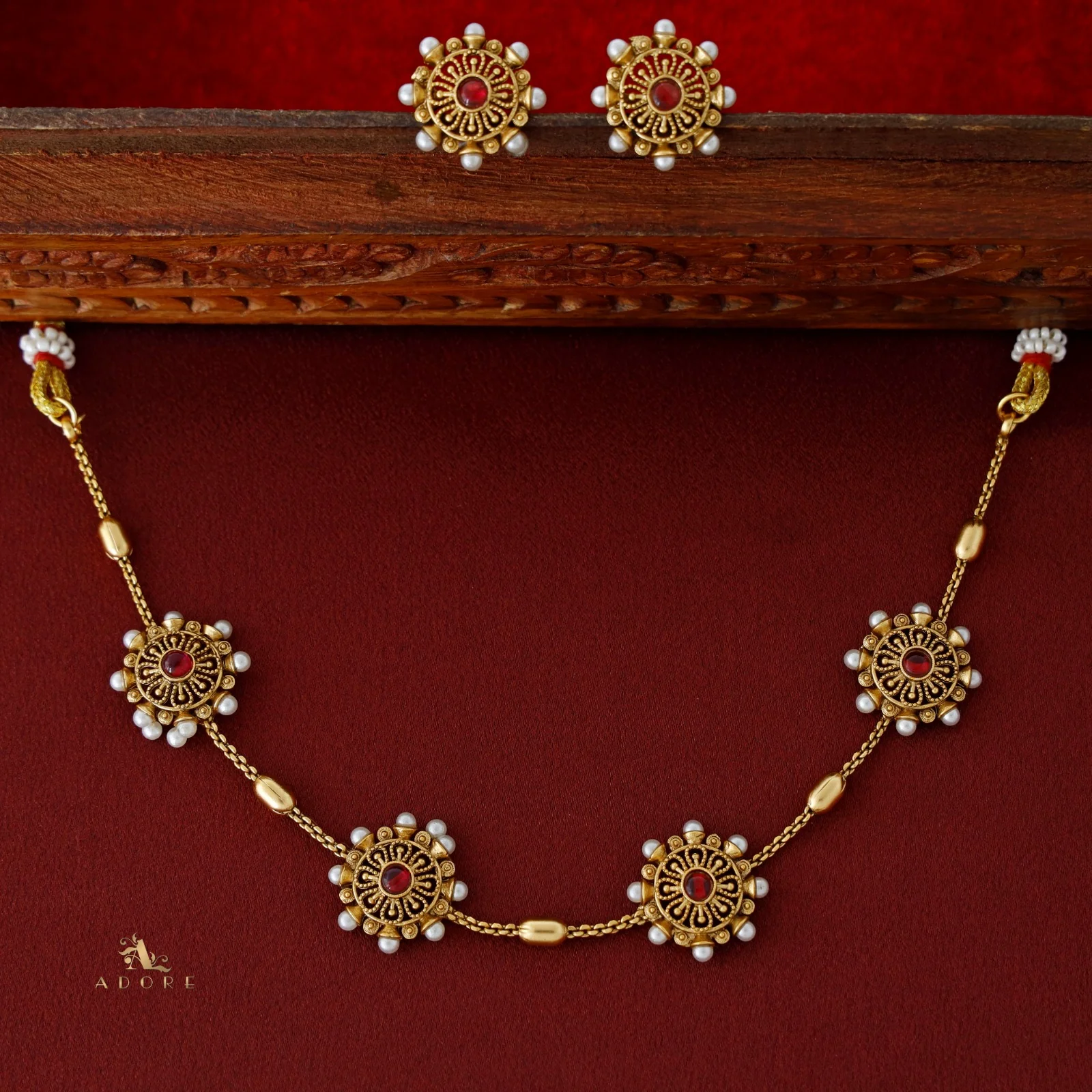 Pearl Floral Maheera Choker with Stud - Image 9