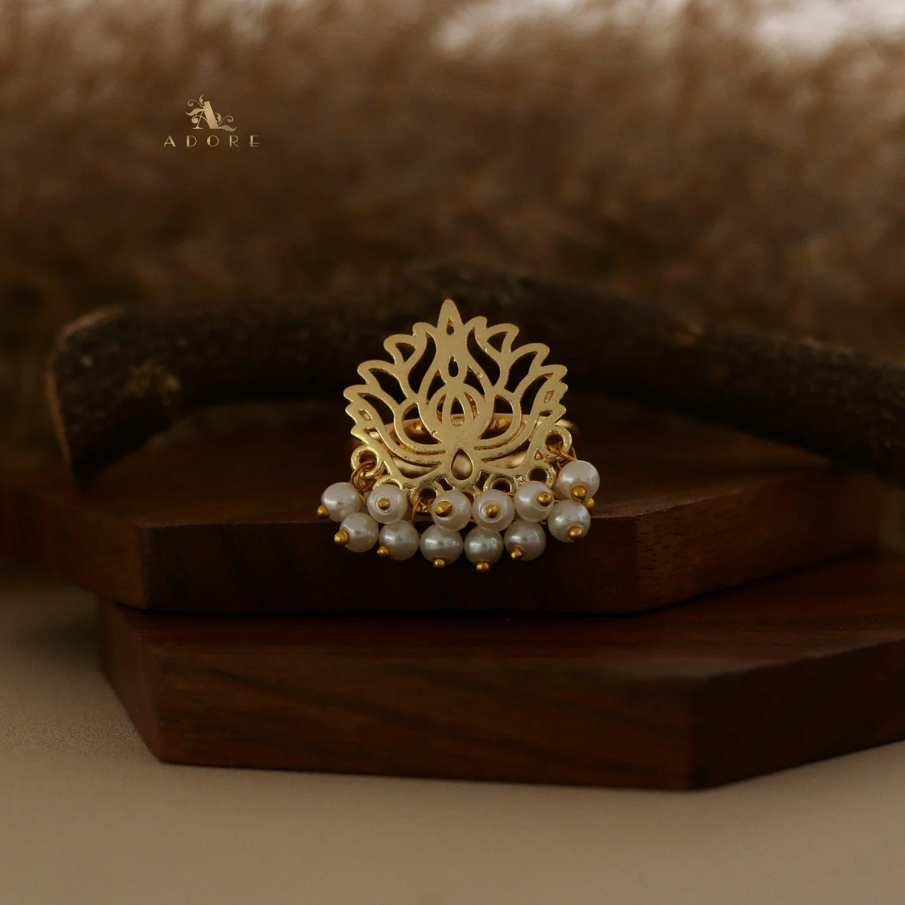 Pearly Golden Lotus Ring - Image 3