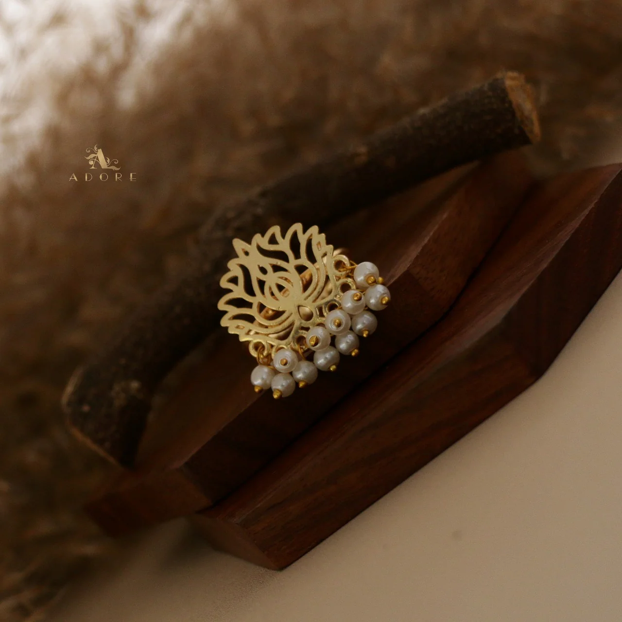 Pearly Golden Lotus Ring - Image 4