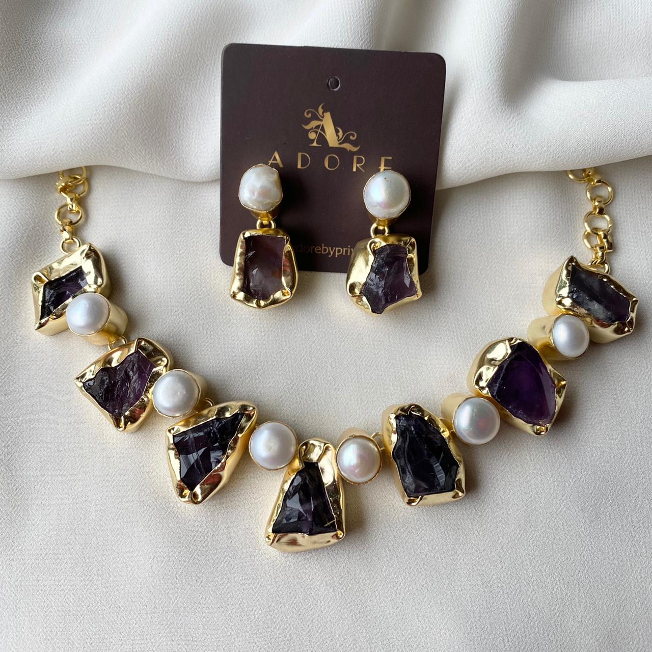 Pegasus Rugged Stone Neckpiece With Earring - Image 14