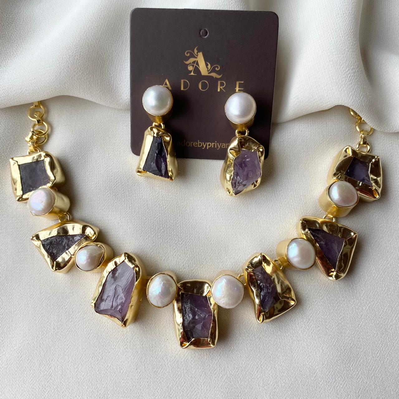 Pegasus Rugged Stone Neckpiece With Earring - Image 15