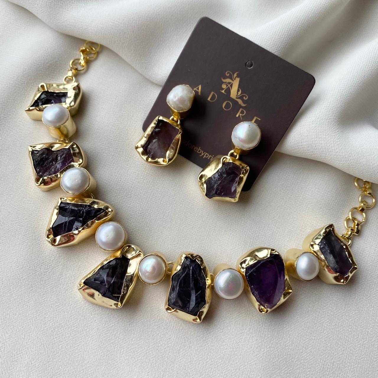 Pegasus Rugged Stone Neckpiece With Earring - Image 17